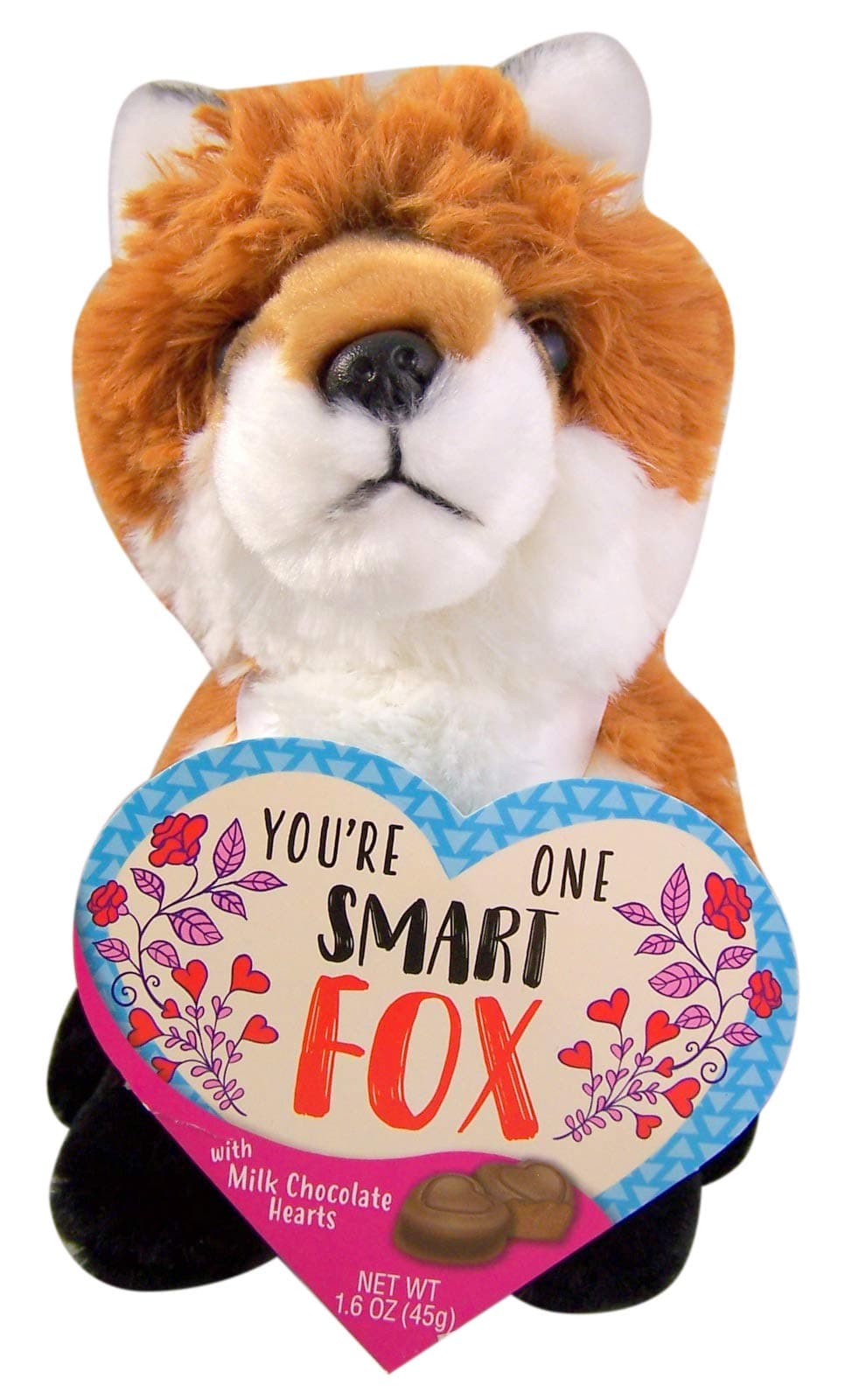 Valentine's Day Plush Stuffed Animal with Milk Chocolate Hearts (Fox)