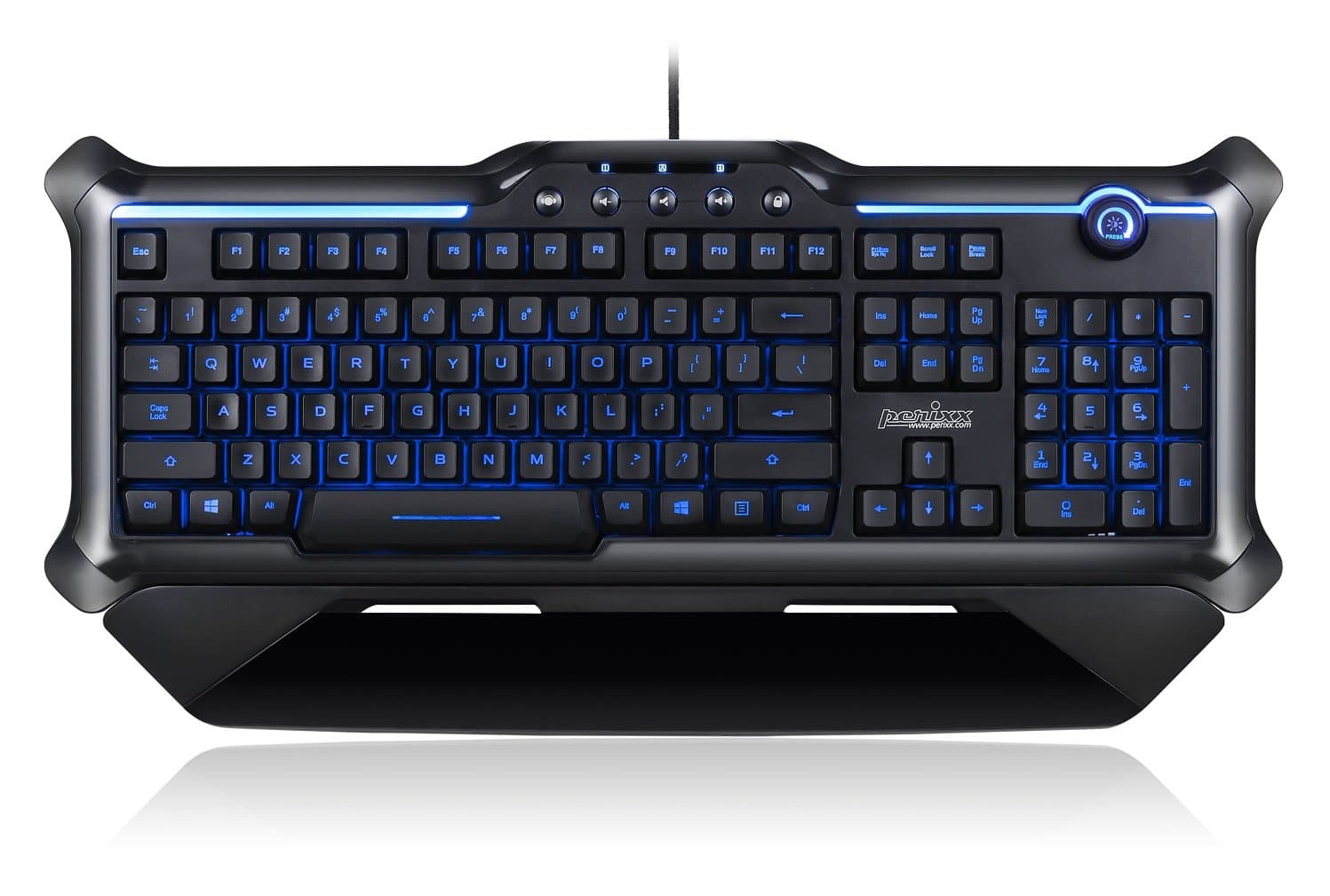 Perixx PX-1200, Backlit Gaming Keyboard - Anti-ghosting 18 Keys - Red/Blue/Purple Illuminated Keys - UK English Layout