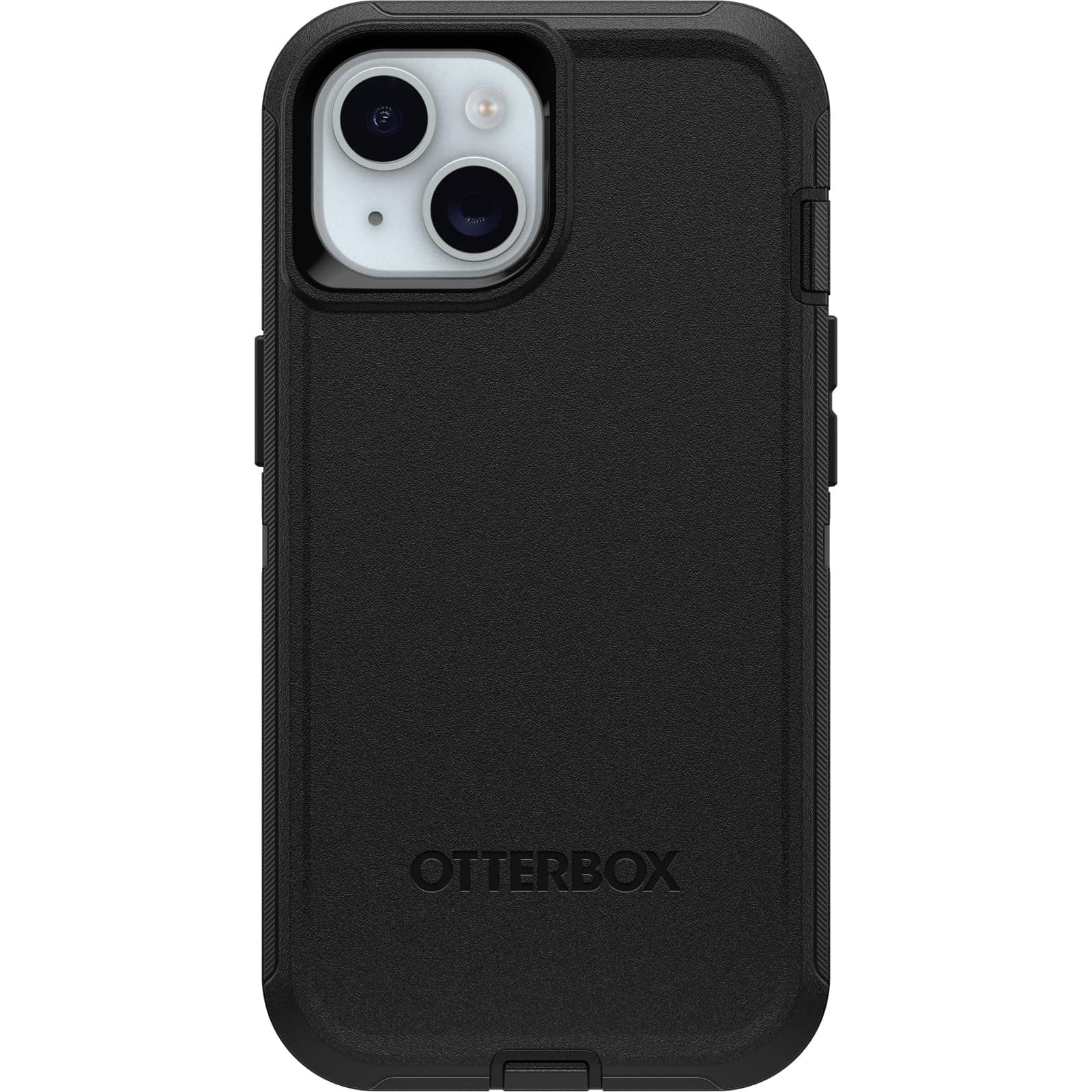 iPhone 15, 14, 13 Defender Series Case - Black, Rugged & Durable, Wireless Charging Compatible, Kickstand