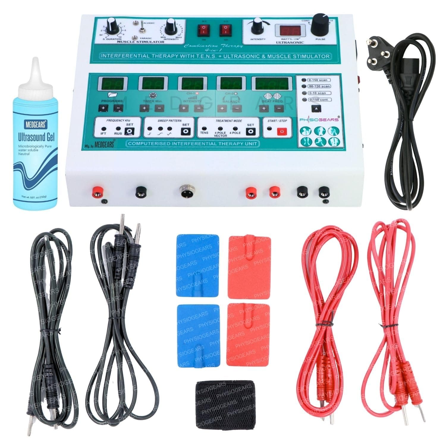 Combo (US; IFT; MS;Tens) Digital with IFT 45 4 in 1 Physiotherapy Equipment (IFT 45 4 in 1 (Adhesive Pads), 1, count)