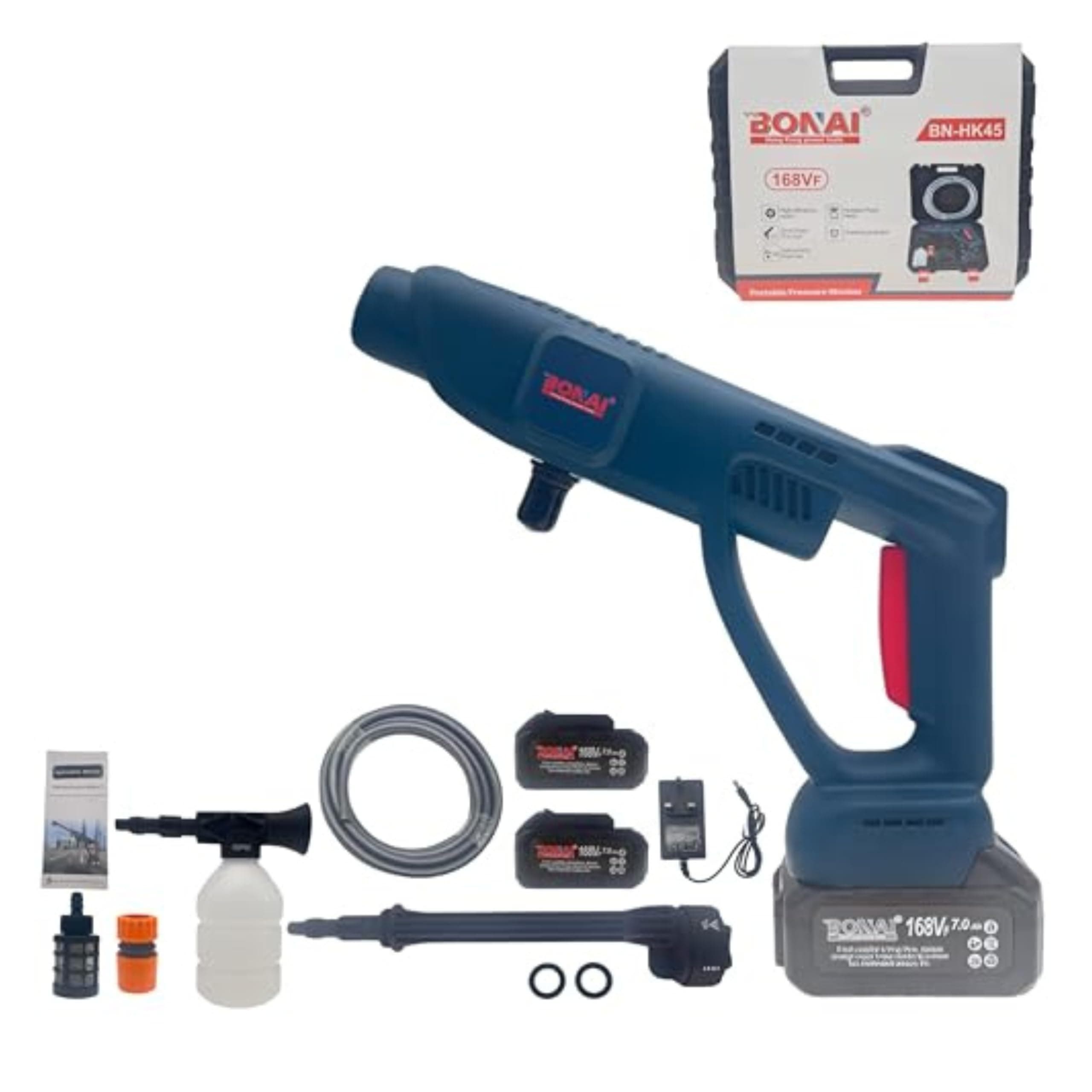 Bonai 168VF Cordless Portable Electric Water High Pressure Washer Gun, Used for Floor Cleaning of Car Washes and Garden Watering