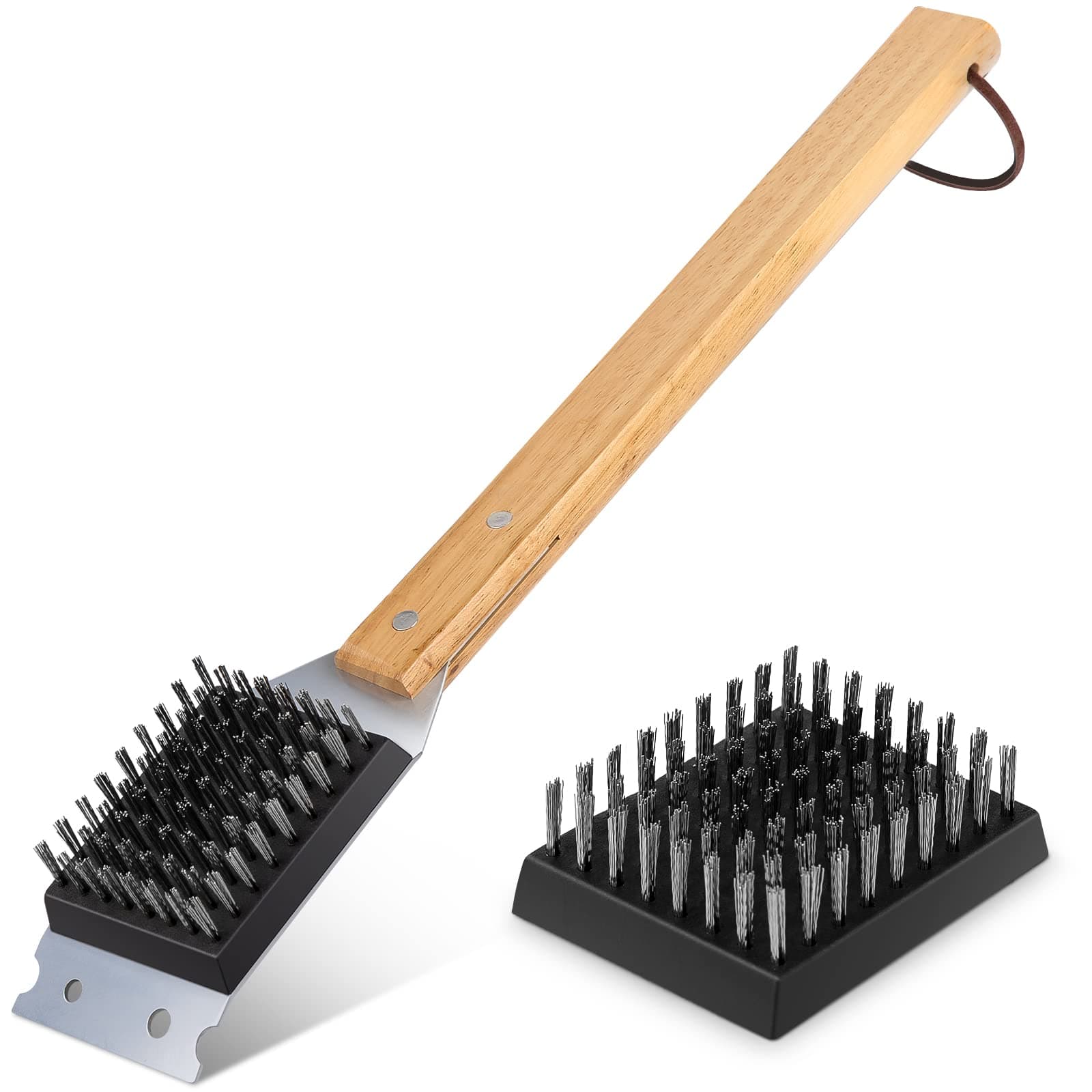 SIMPLETASTE Grill Brush and Scraper, Durable & Effective, Include Extra Stainless Steel Bristles Head for Replacement, Wire Grill Brush for Outdoor Grill, Grill Accessories Gift for Men/Dad