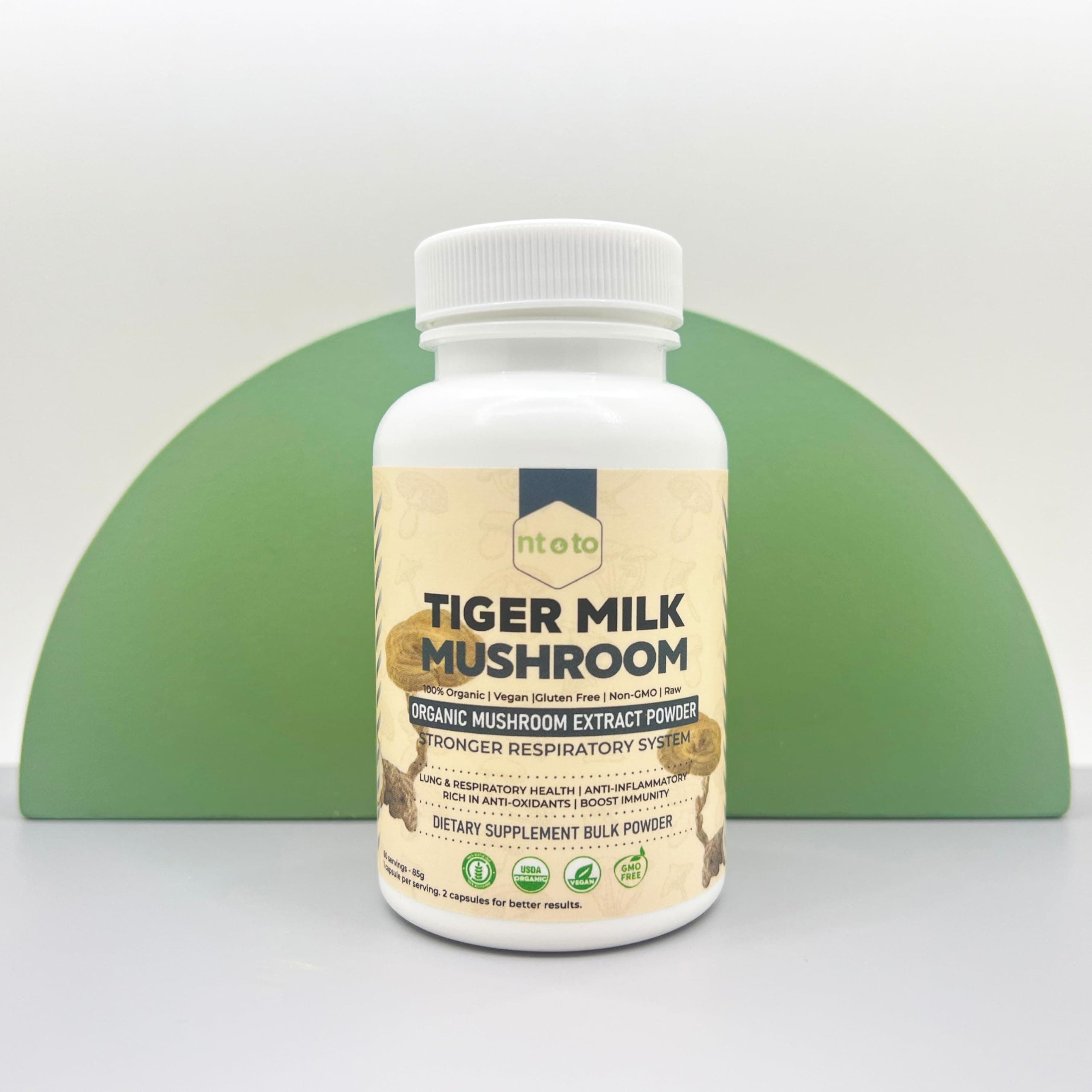 Tiger Milk Mushroom Supplement (Lignosus Rhinocerus) 60 Capsules | Supports Lungs & Respiratory Health - Herbal Extract - Non-GMO, Vegan, Organic | 60 Servings