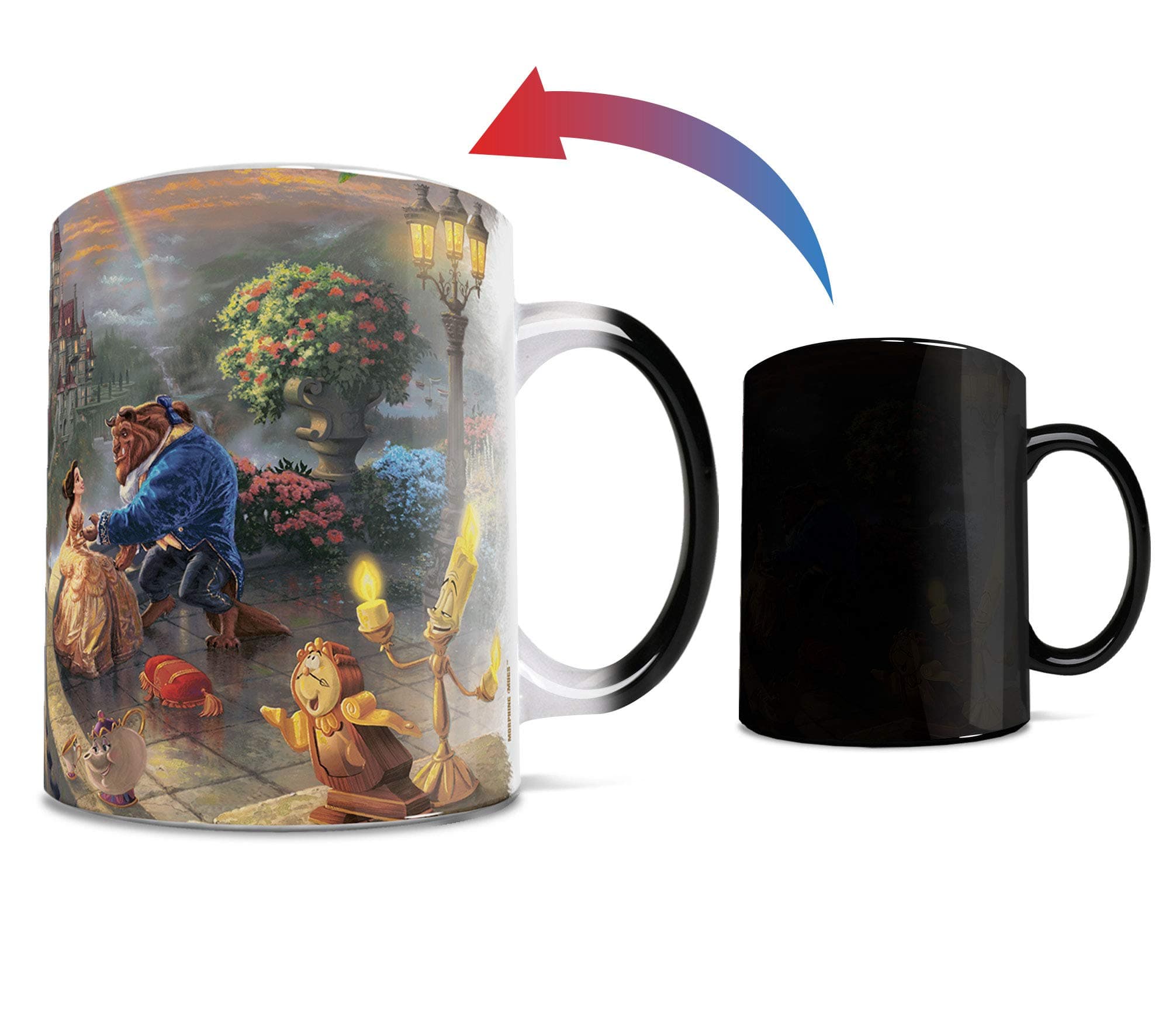 Thomas Kinkade's "Beauty and the Beast Falling In Love" Morphing Ceramic Mugs,11 ounces