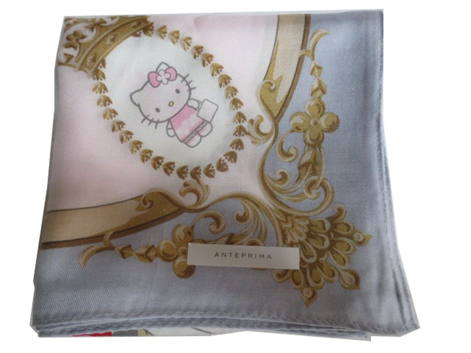 X HelloKitty Womens Mini scarf Handkerchief Silk Cotton Pink Gray
