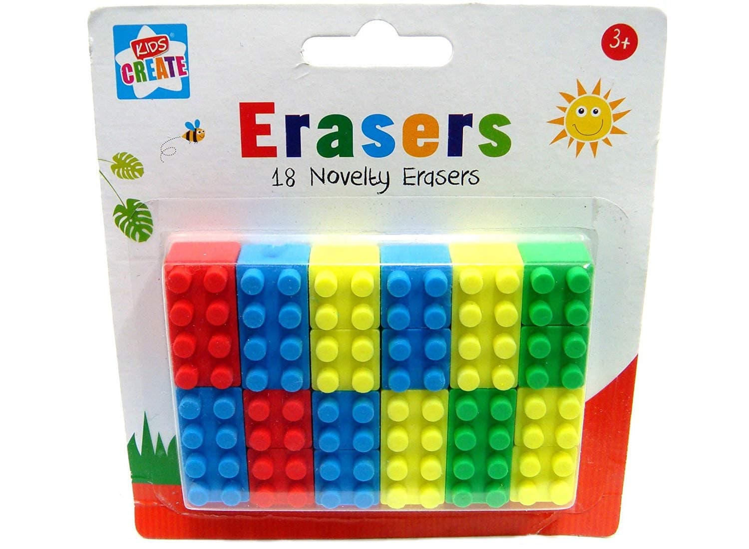 18 Novelty Toy Brick Erasers Rubbers Back to School Kids Brick Style Block