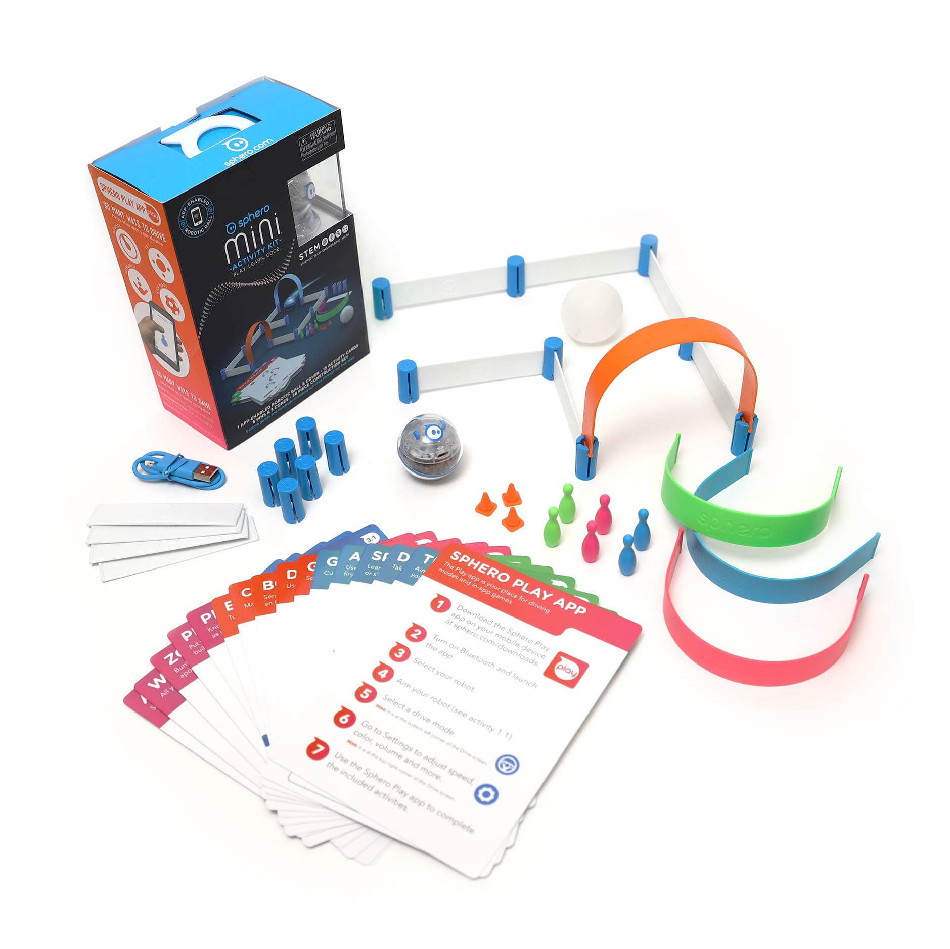 Mini Activity Kit: App-Enabled Programmable Robot Ball with 55 Piece Construction Set - STEM Educational Toy for Kids Ages 5 & Up - Drive, Game & Code Play & Edu App
