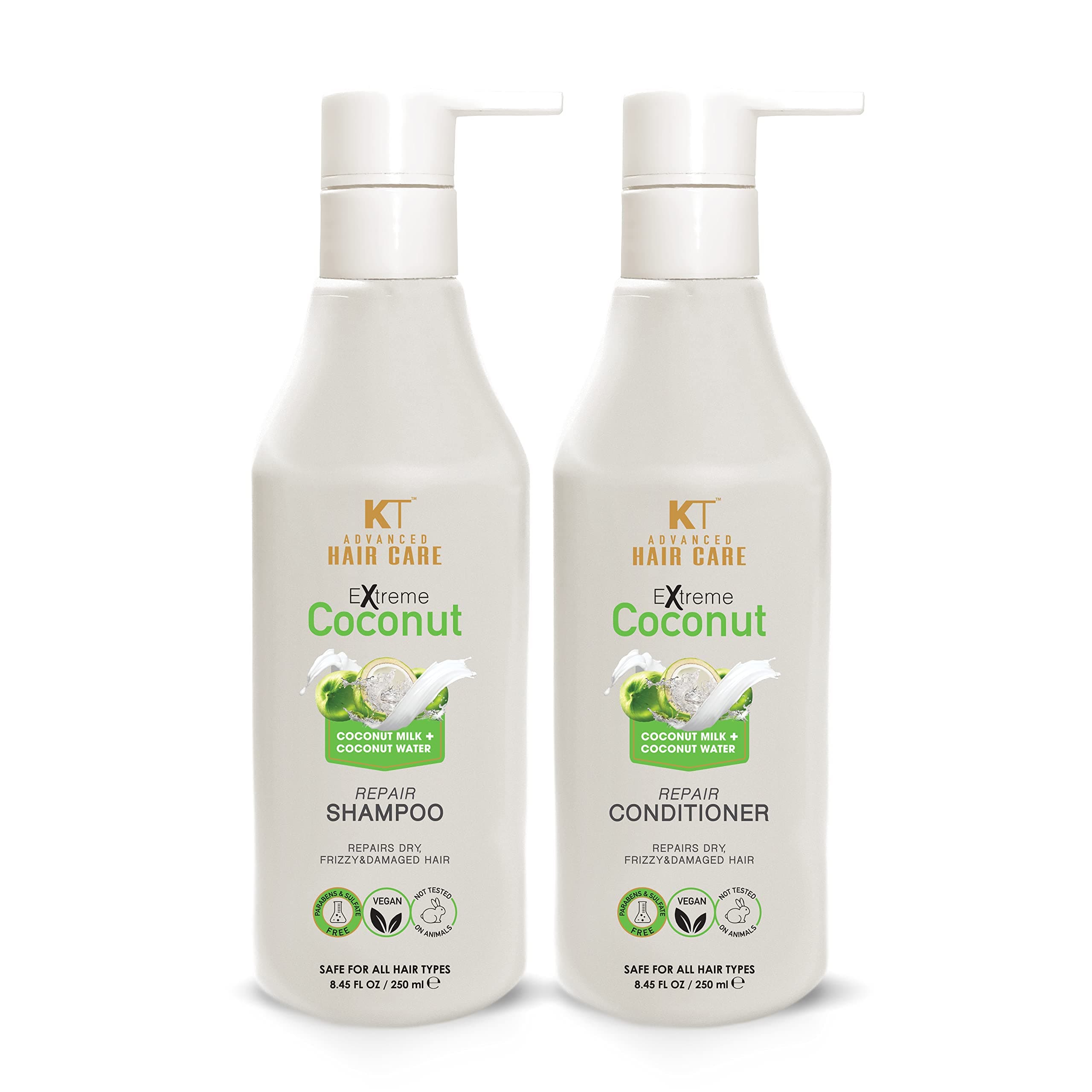 KEHAIRTHERAPY KT Professional Advance Extreme Coconut Repair Shampoo 250ml & conditioner 250ml Combo |Sulfate Free|Paraben Free (Pack Of 2) For Dry, Frizzy & Damage Hair