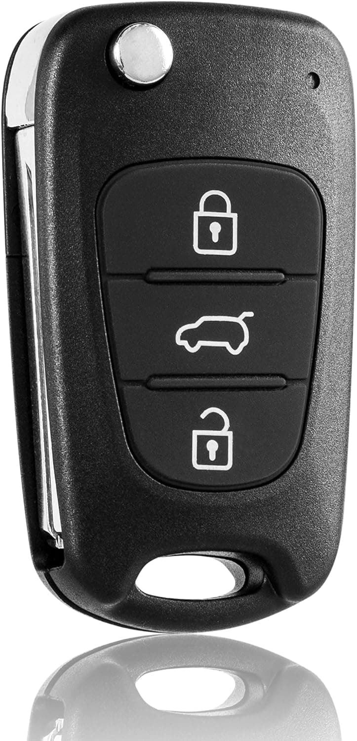 Car Key Button,Jadeshay Car Key Remote Control Case Fob Cover Flip Folding 3 Button Smart Remote Key Fob Case Shell Replacement Part,Compatible with KIA Rondo Sportage Soul