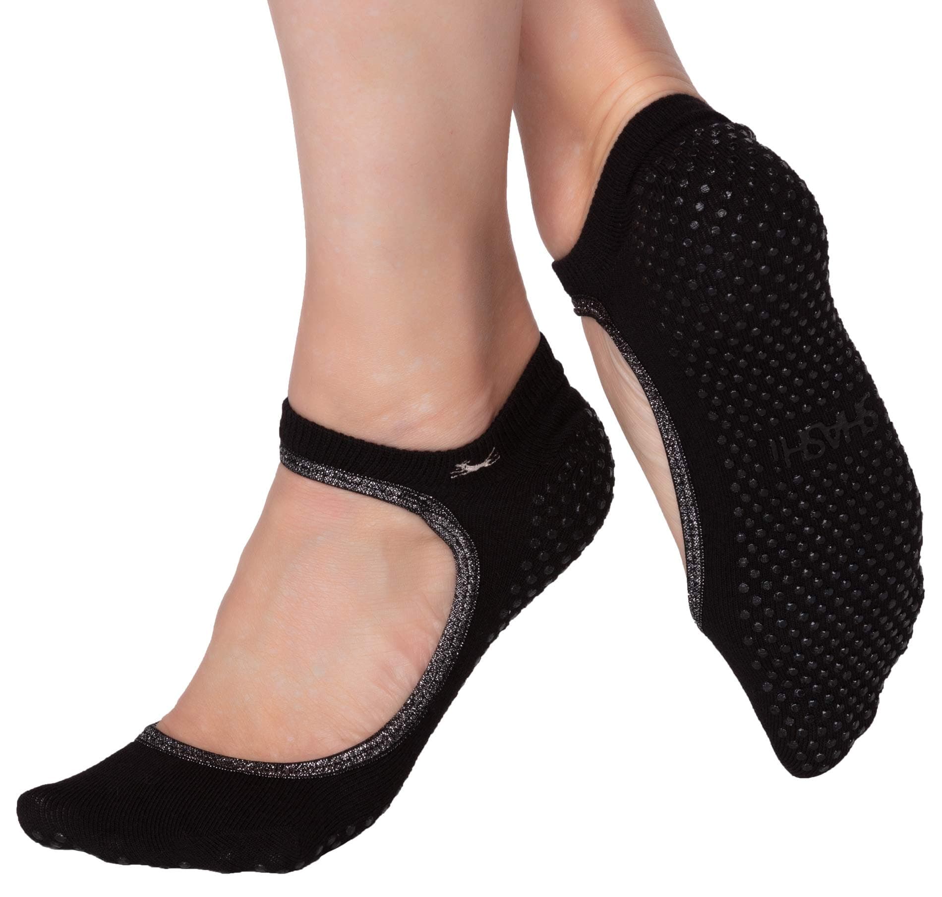 SHASHISweet Mary Jane Grip Socks for Women — Non Slip Socks w/Cut Out-Top — Pilates Socks with Grips for Barre, Yoga & More