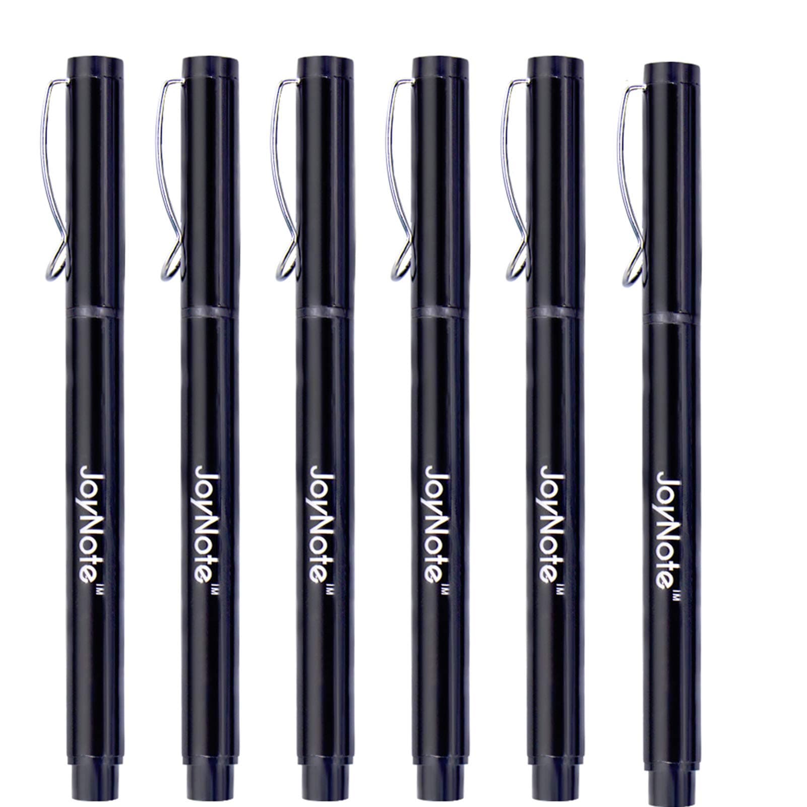 JoyNote Black Gel Pens, 6 Pack 0.55mm Fine Point Writing Pen for Office