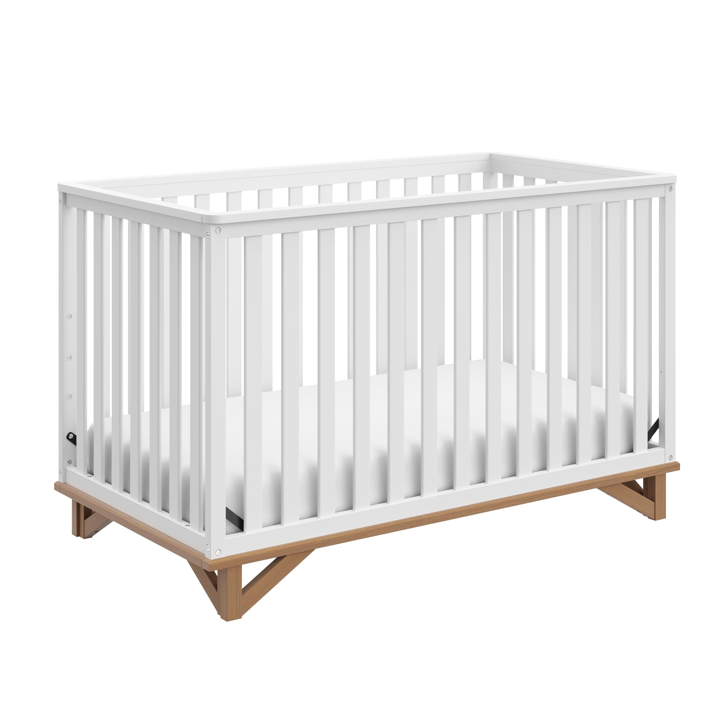 Santa Monica 5-in-1 Convertible Crib – GREENGUARD Gold Certified, Modern Design, Two-Tone Baby Crib, Converts to Toddler Bed, Daybed and Full-Size Bed (White and Vintage Driftwood)