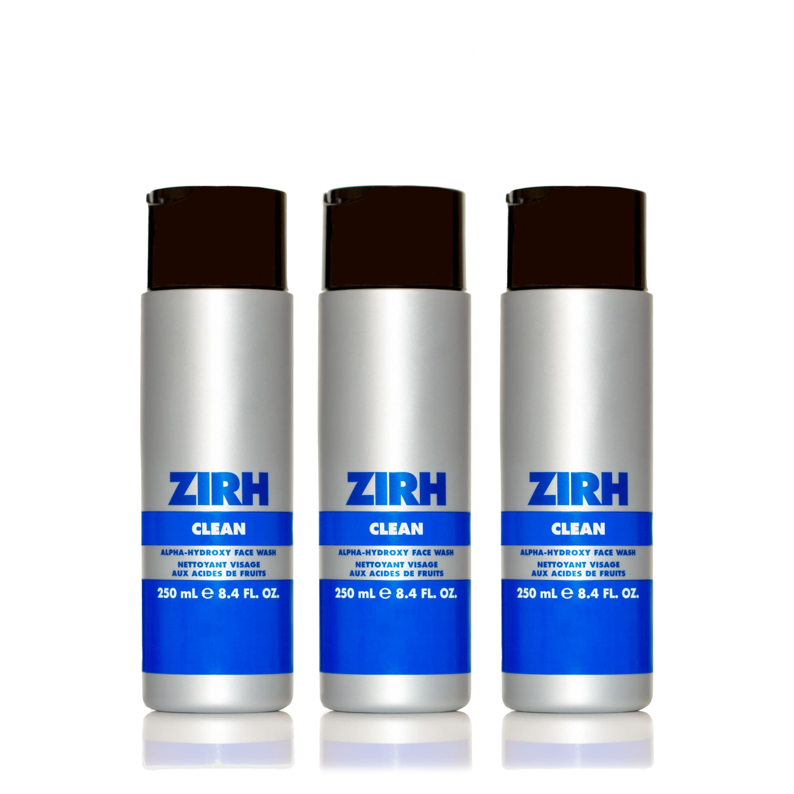 Zirh Clean 3-pack | Men's Alpha Hydroxy Face Wash | Daily cleanser with Alpha Hydroxy Acid | Face Wash for All Skin Types, remove dirt, excess oil, and dead skin cells | Lemon Scent | 250 mL