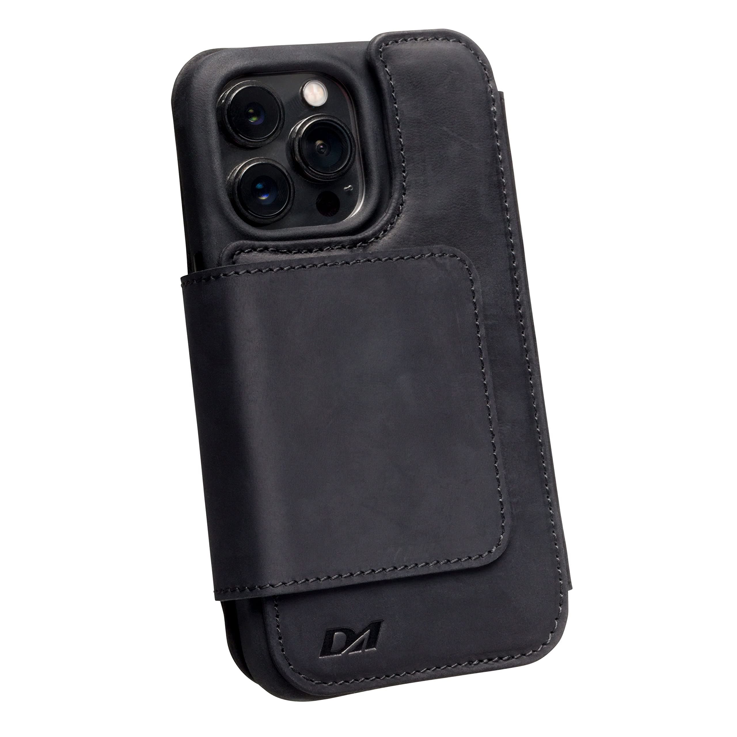 DOC ARTISAN Classic V5 iPhone 14 Plus Leather Wallet Case with Detachable Magnetic Phone Case | Compatible with MagSafe and All Wireless Charging Accessories (Black, 14 Plus)