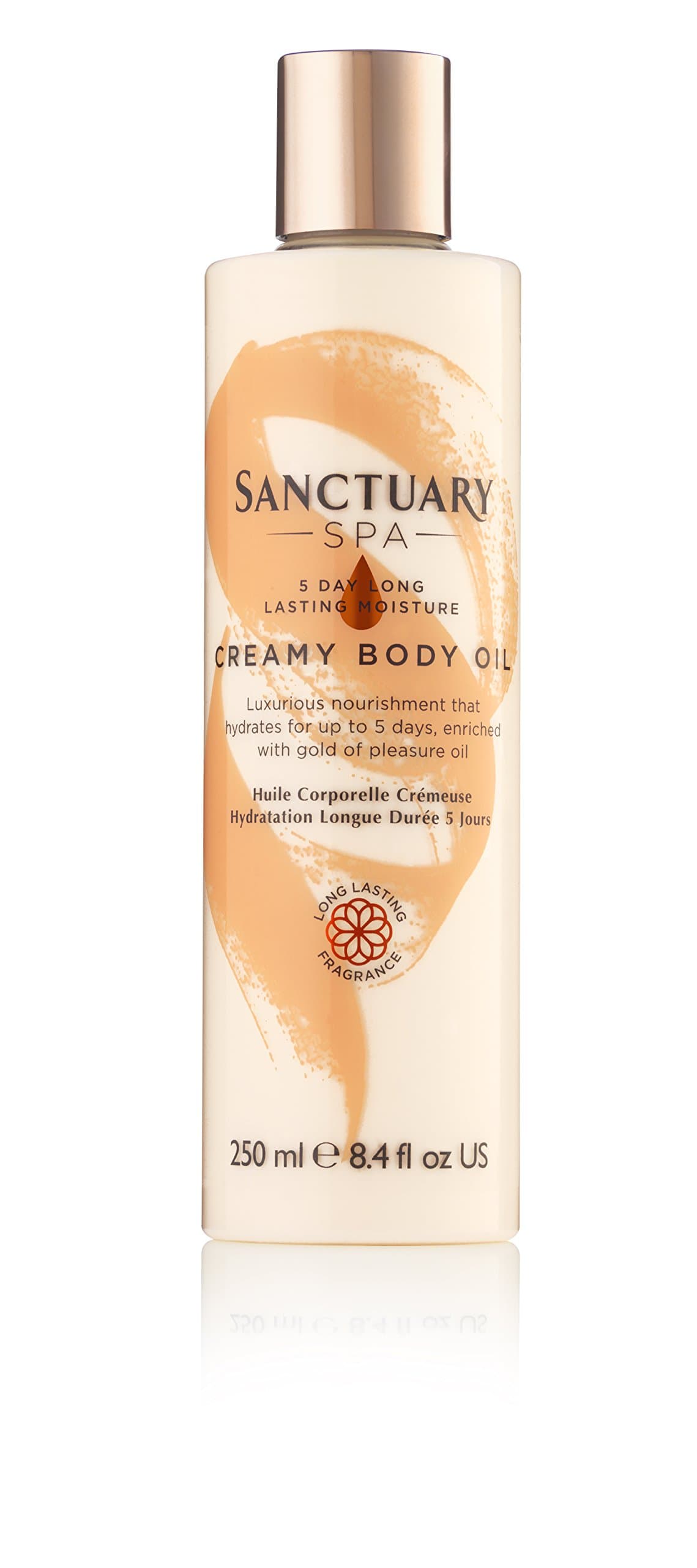 Sanctuary Spa Creamy Body Oil, 5 Day Moisture Body Moisturiser, with Apricot Oil and Shea Butter, Vegan and Cruelty Free, 250 ml