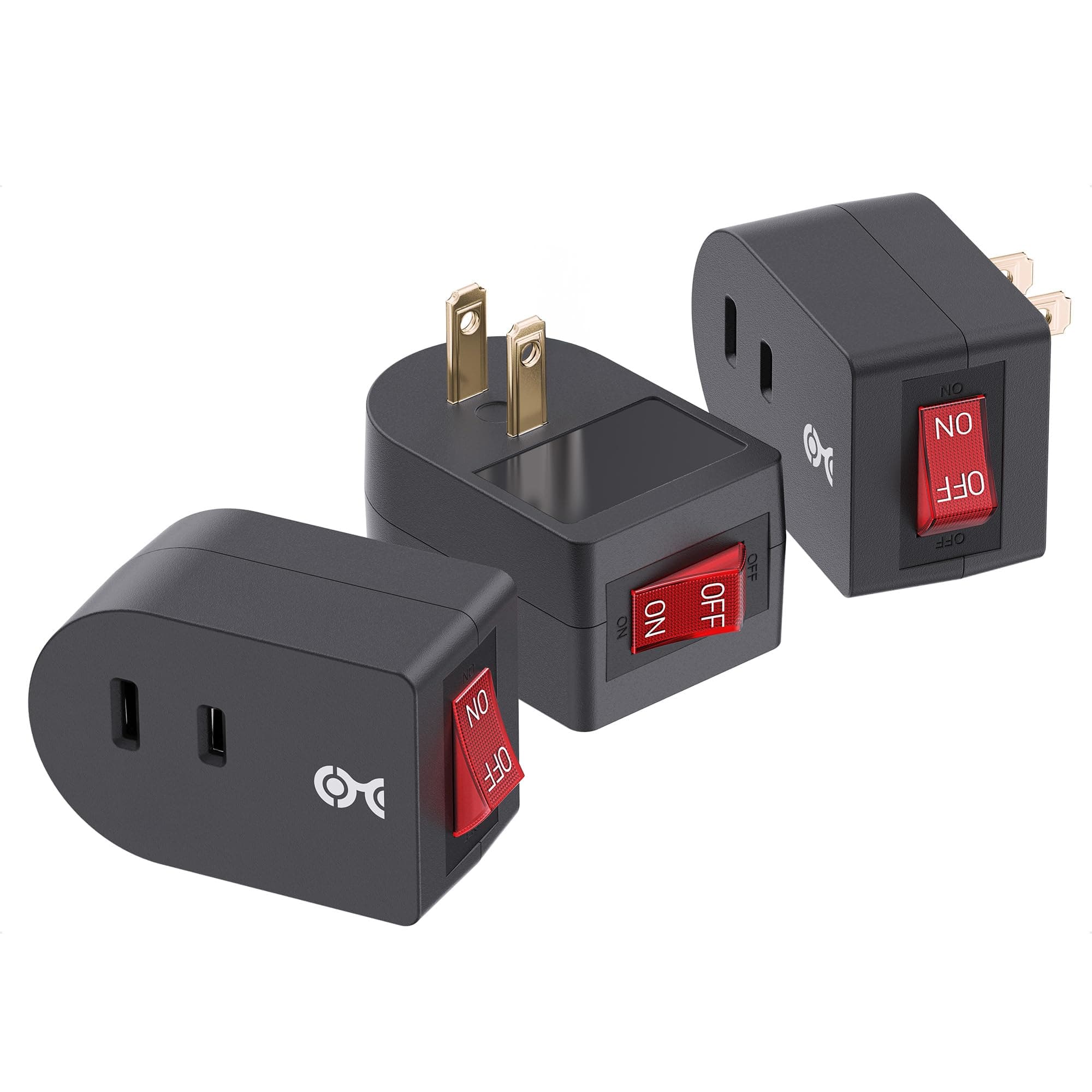 Cable Matters 3-Pack 2 Prong Outlet Switch ON Off, Plug-in Switch for Outlet, Black