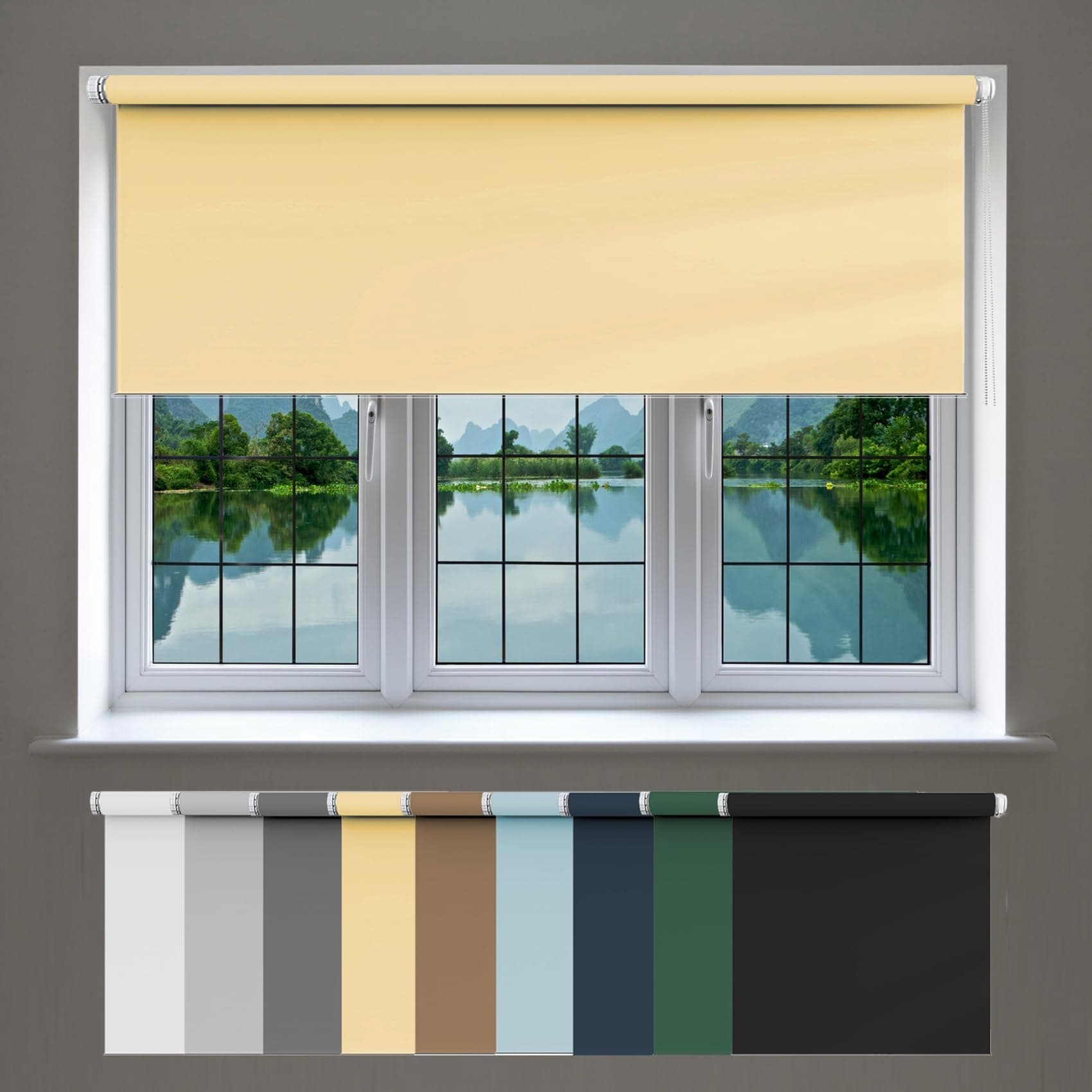 No Drill Blinds Curtains 80 x 80 cm, Waterproof UV and privacy Protection Easyblinds, with Aluminium Rail, for Window and Door, Beige