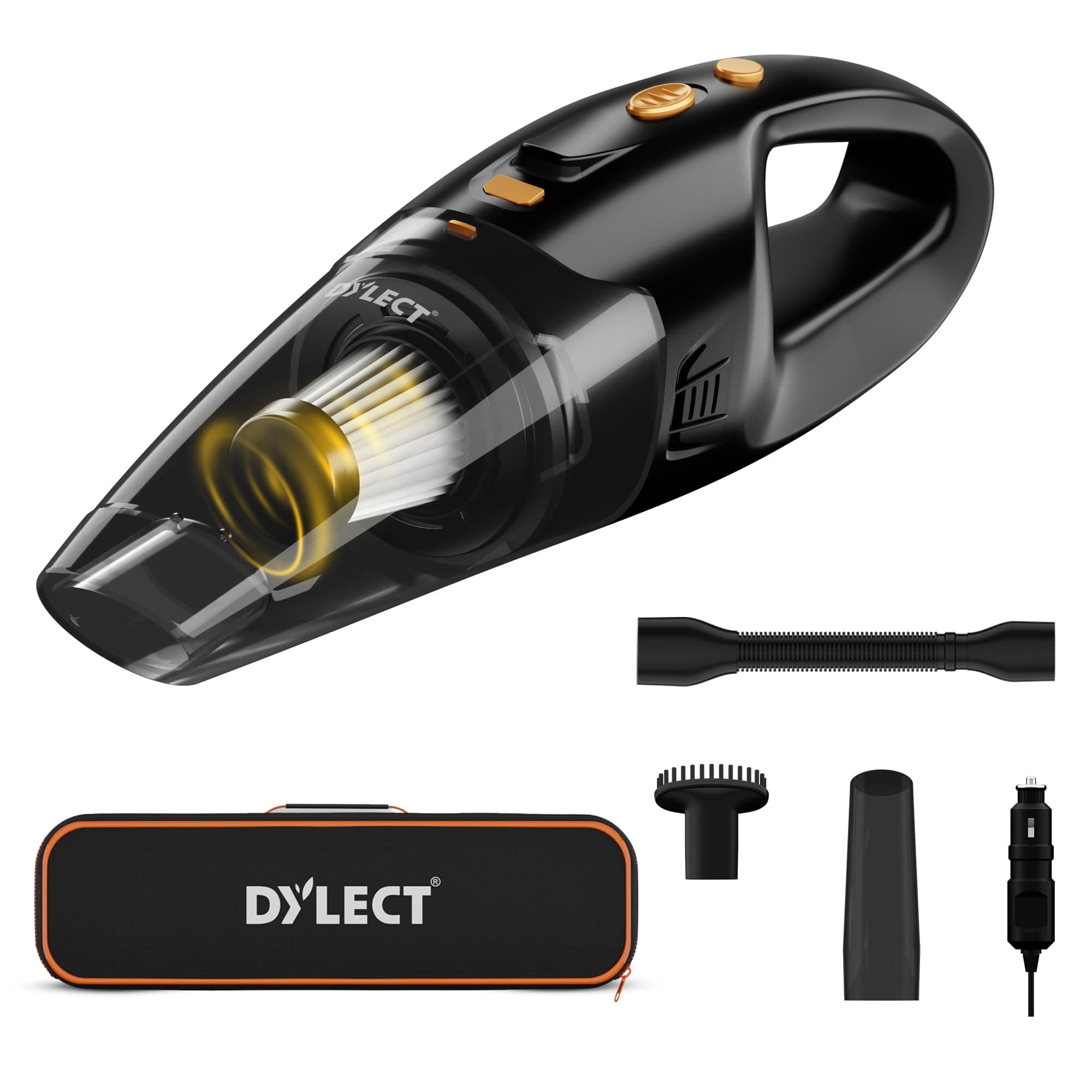 Car Vacuum Cleaner: 100W & 4500Pa Strong Suction, Washable HEPA Steel Filter, Copper Motor, Compact & Lightweight for Dry Use, 14.7ft Long Cable