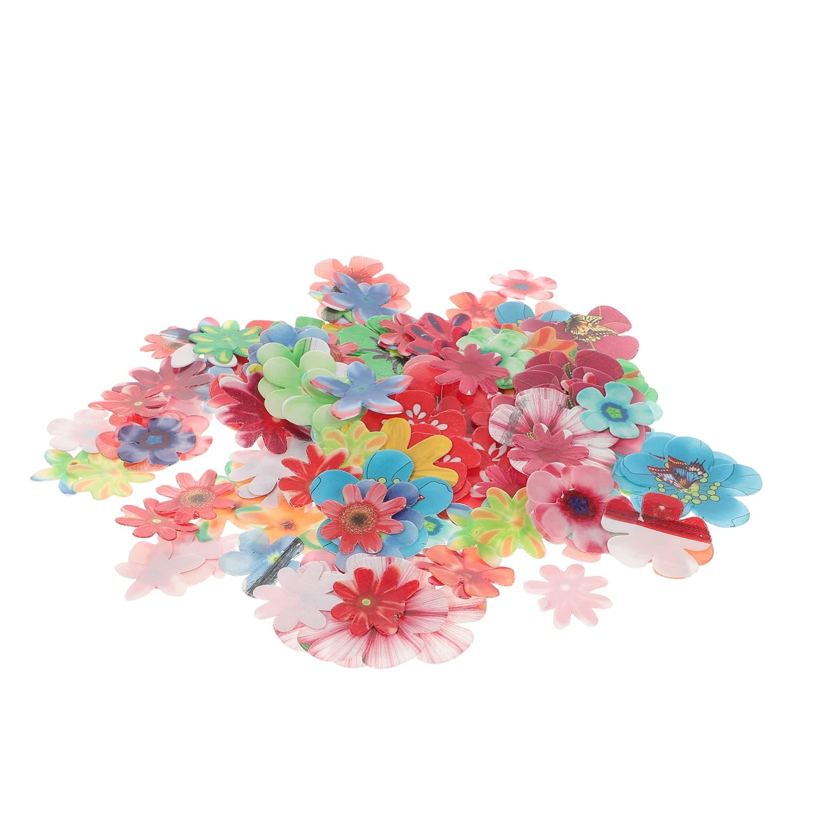 Yardwe 180pcs Edible Flowers for Cake Decorating Rice Paper Flower Cake Topper Cupcake Decor for Wedding Birthday Party Thickness