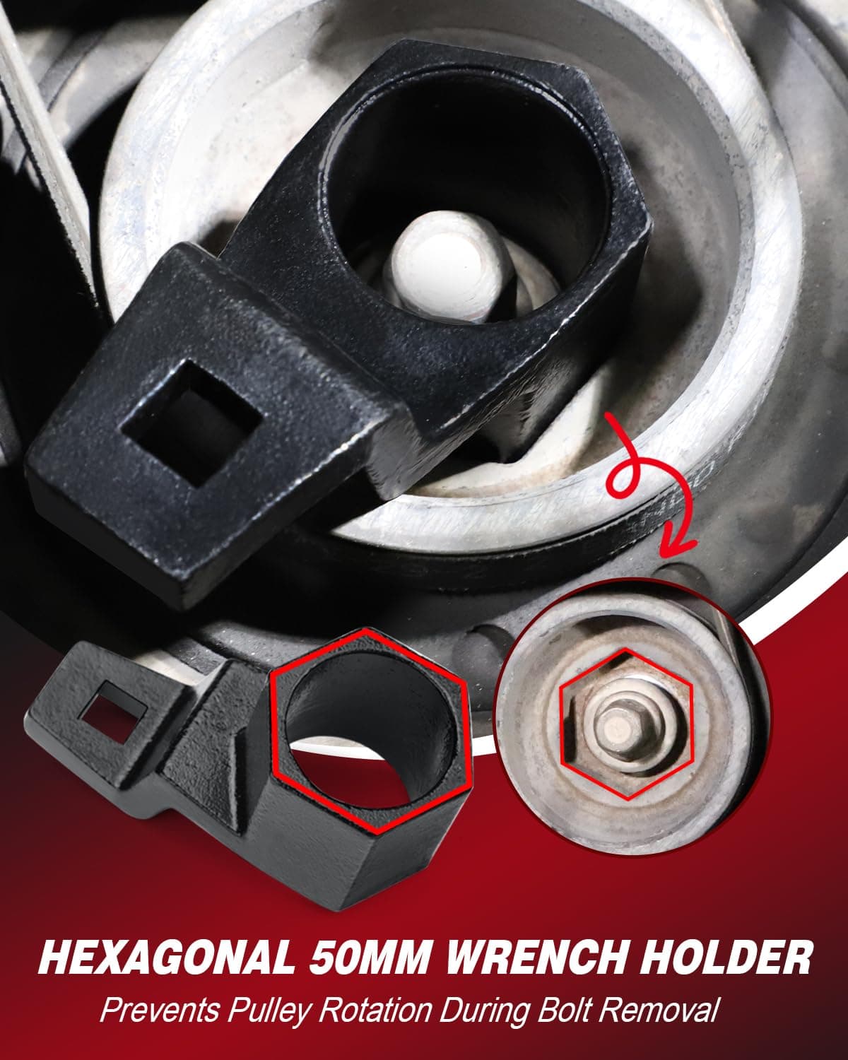 BETOOLL 50mm Honda Acura Crankshaft Crank Pulley Wrench Holder Tool