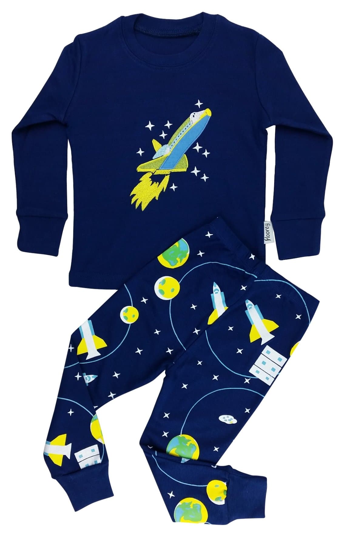 Boys Pyjamas Space Rocket 2 Pieces Pajamas Set 100% Cotton