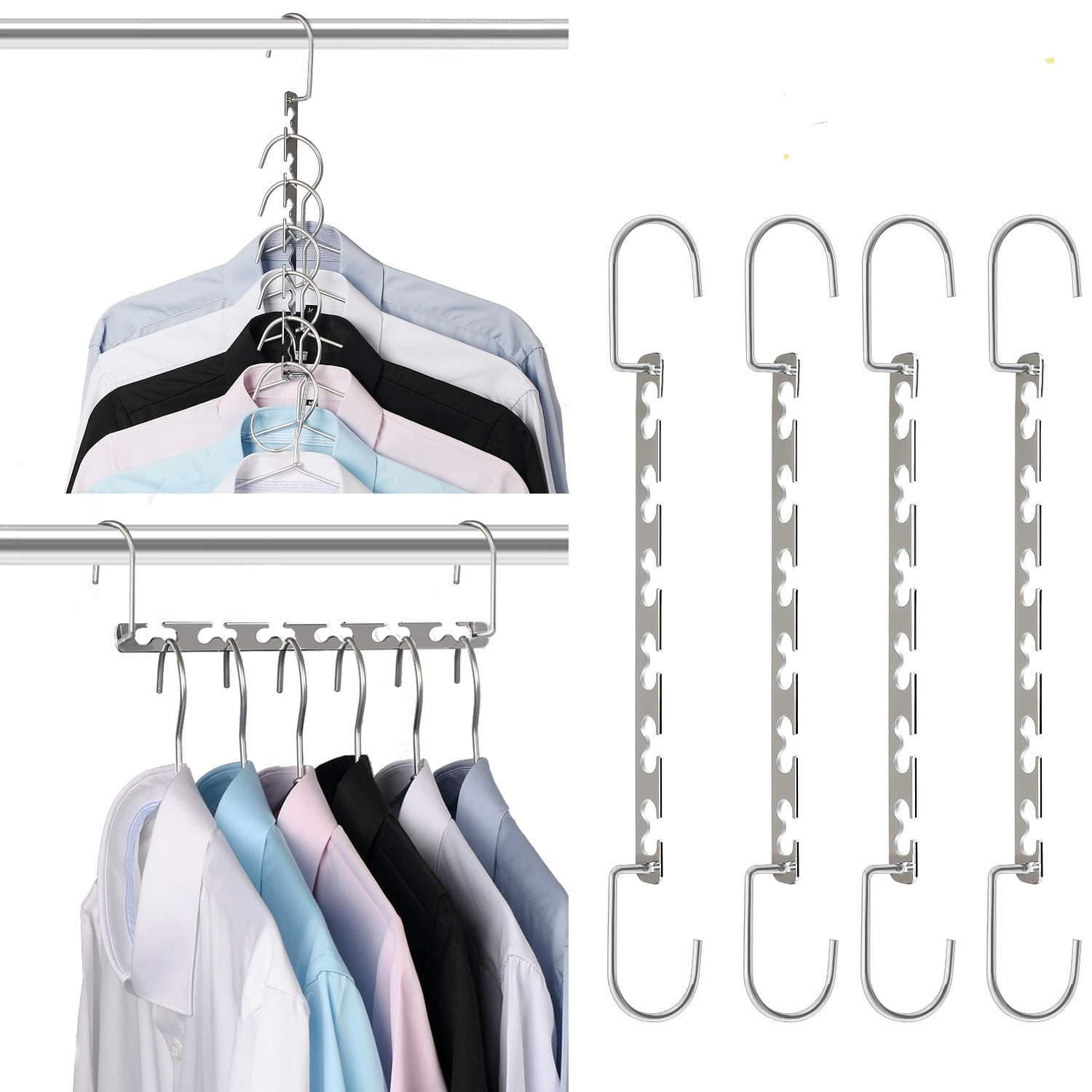 Space Saving Hangers Metal Hanger Magic Cascading Hanger Closet Clothes Organizer(12 Pack)