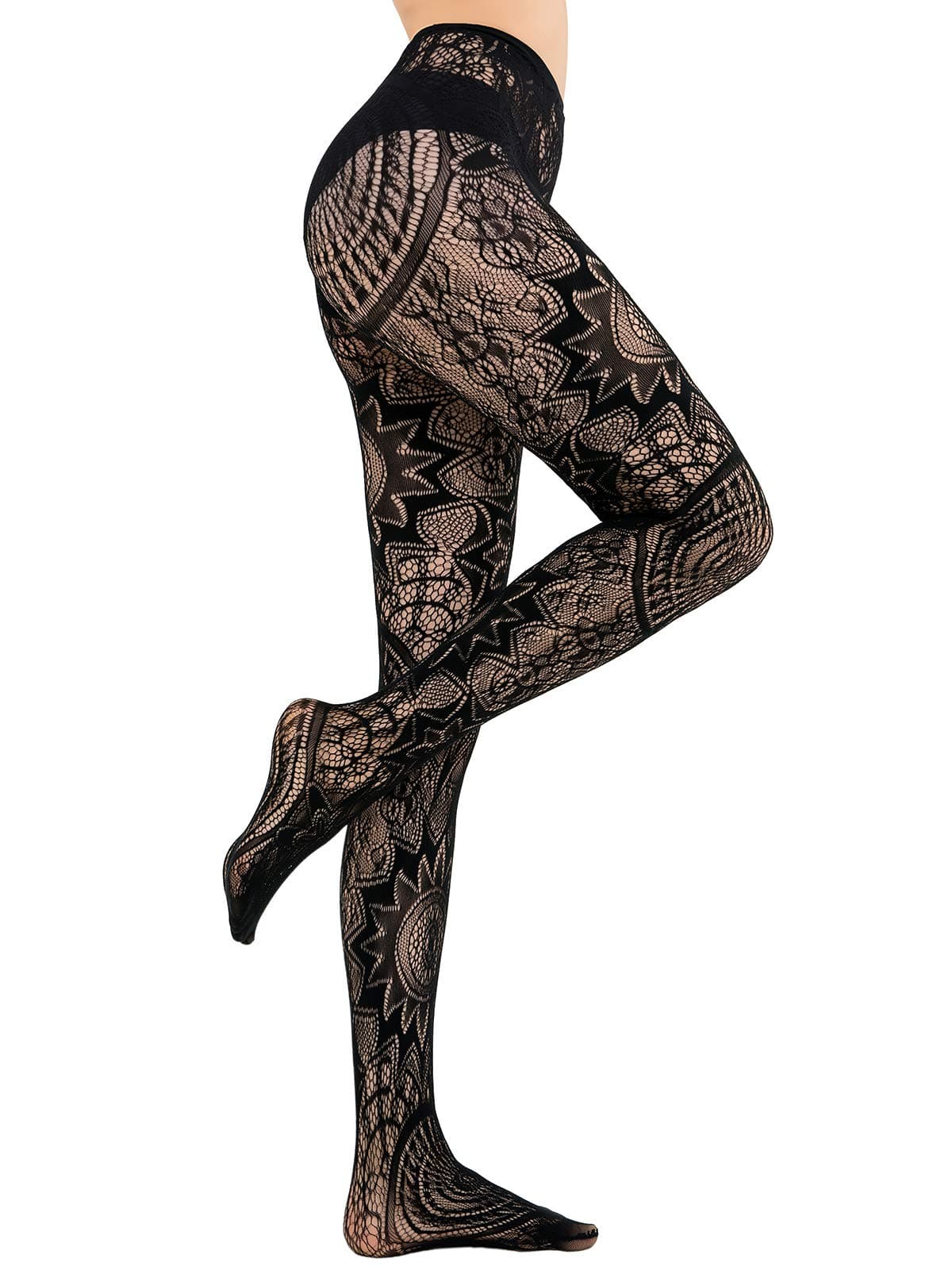 Patterned Fishnets Tights Black Pantyhose Stockings for Women, 1-6 Pairs