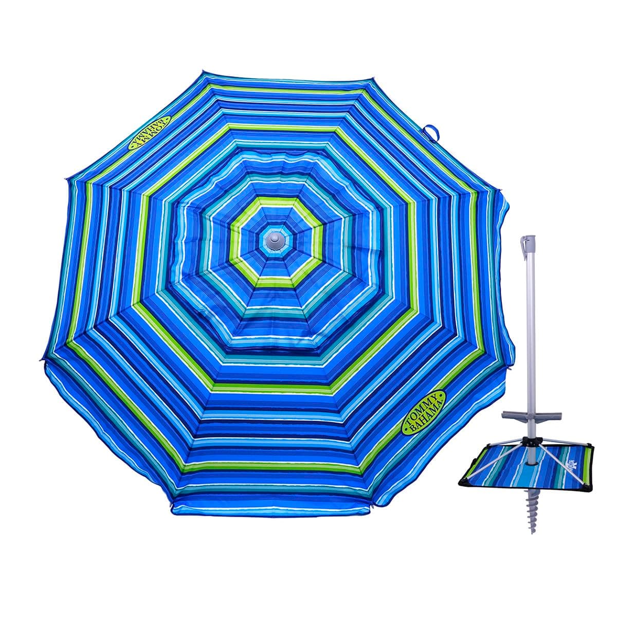 7 ft Fiberglass Beach Umbrella for Sand with Integrated Anchor