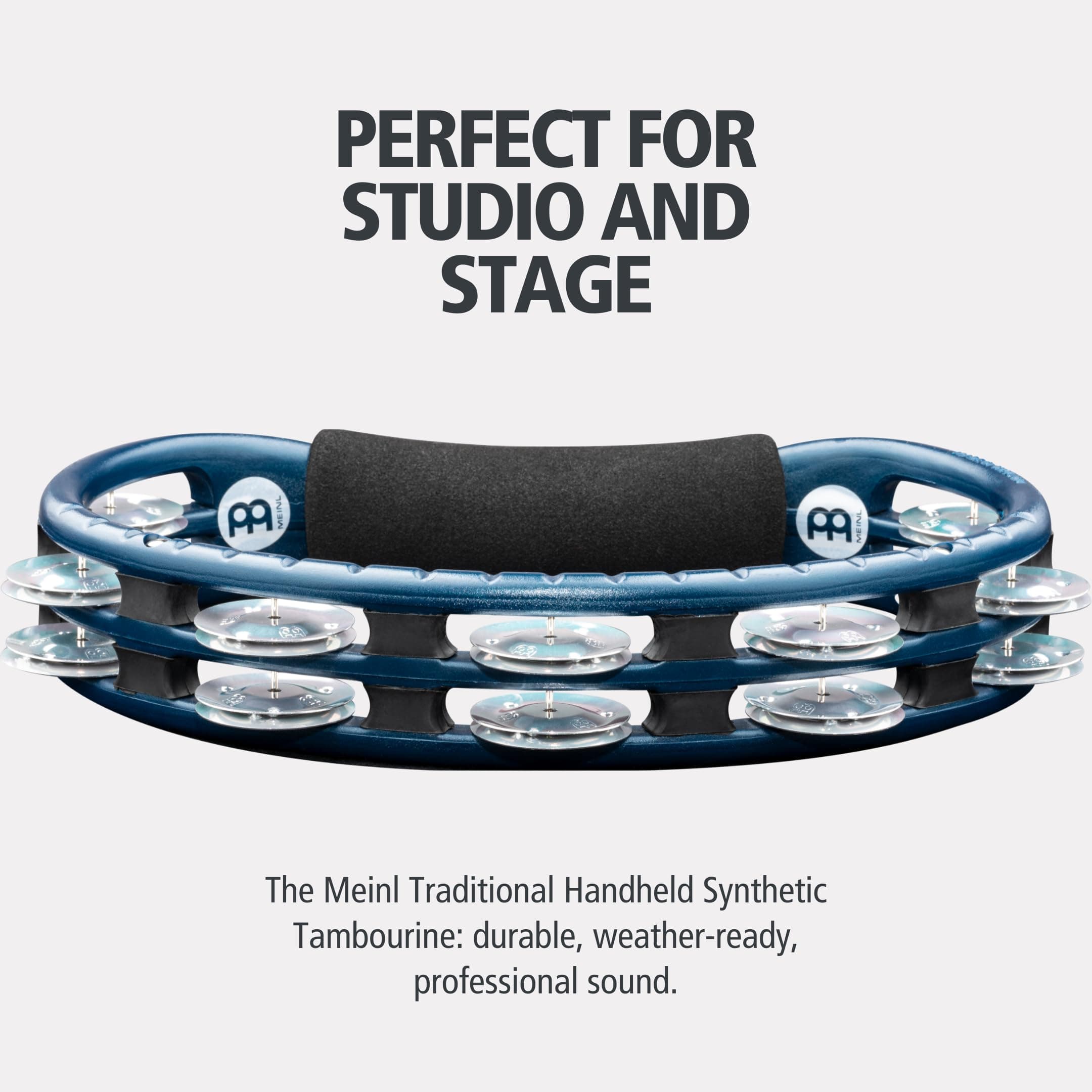 Tambourine for Adults, Traditional Handheld Musical Instrument — NOT MADE IN CHINA — Aluminum Jingles, Synthetic Frame