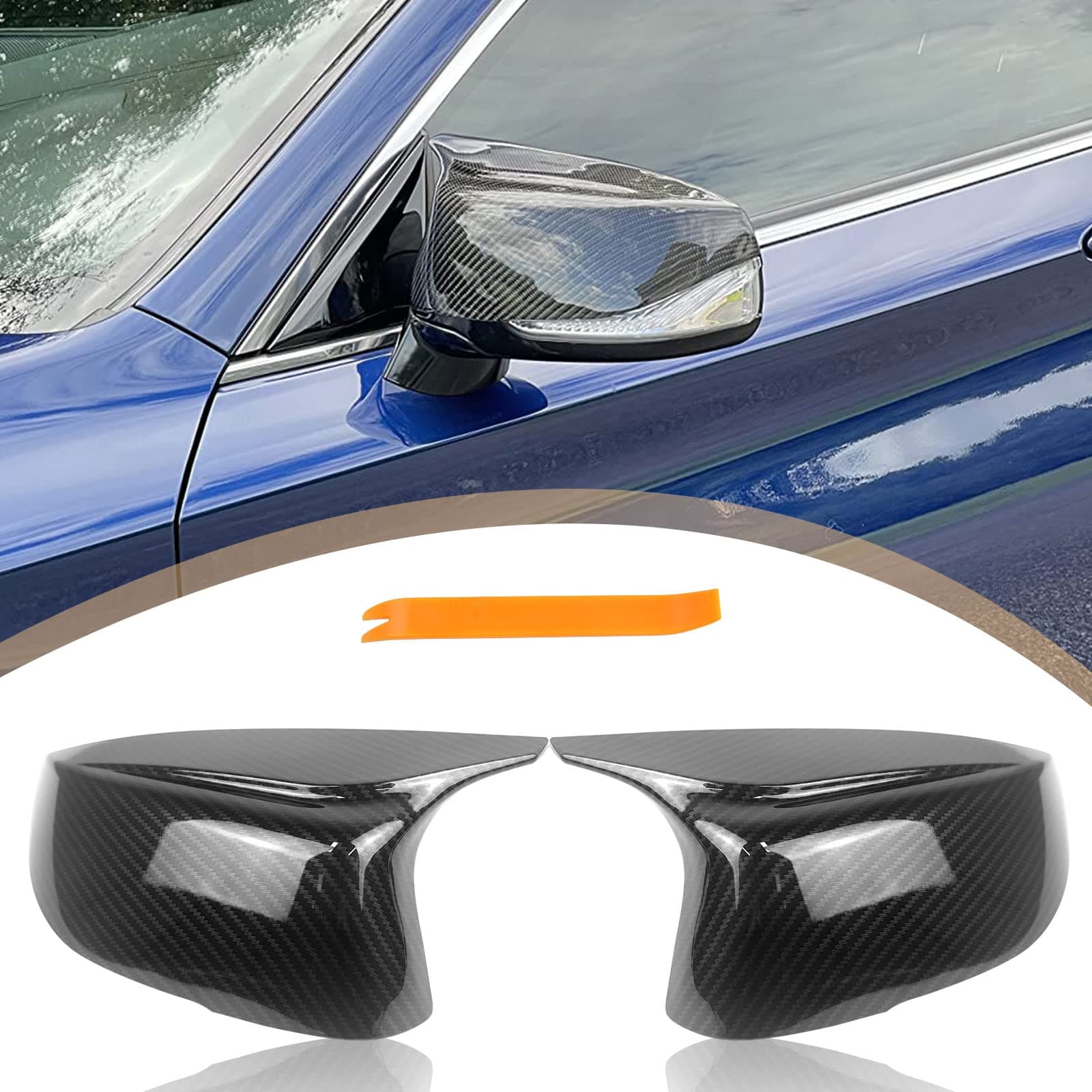Carbon Fiber Door Mirror Cover Caps Compatible with Infiniti - Left & Right Rearview Mirror Caps Replacement for Infiniti Q50 Sedan 2014-2020 Q60 Q70 QX30 QX50 2015-2020 Mirror Covers (Carbon Fiber)