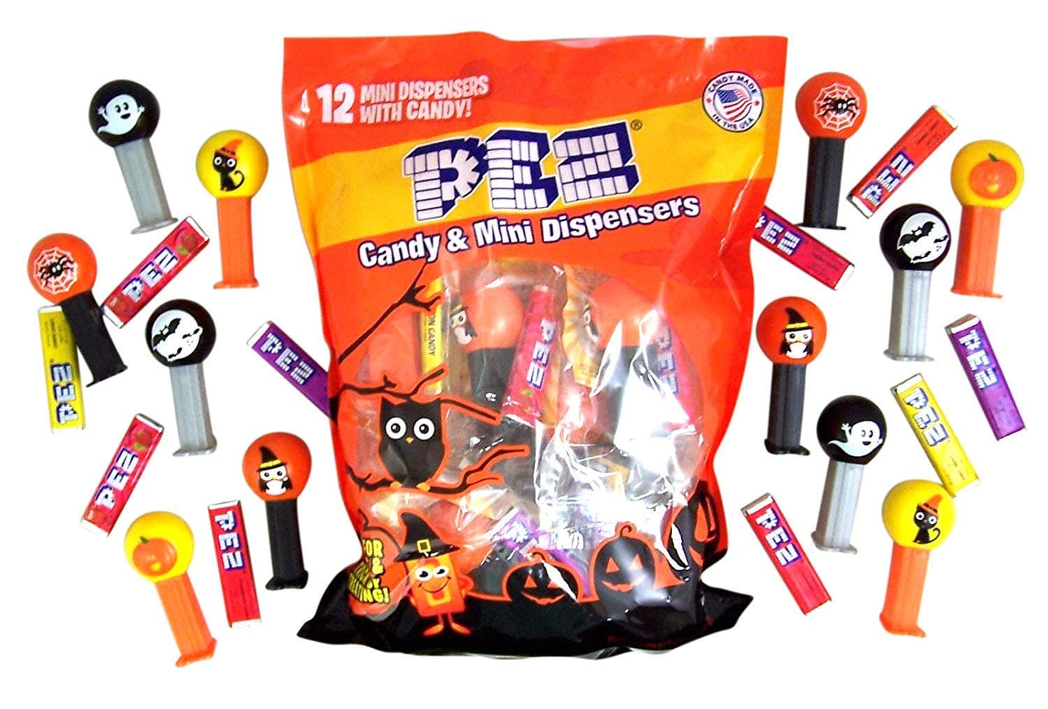 Pez Mini Halloween Candy Dispensers Trick or Treat Favors, Bag of 12 (4 Pack)