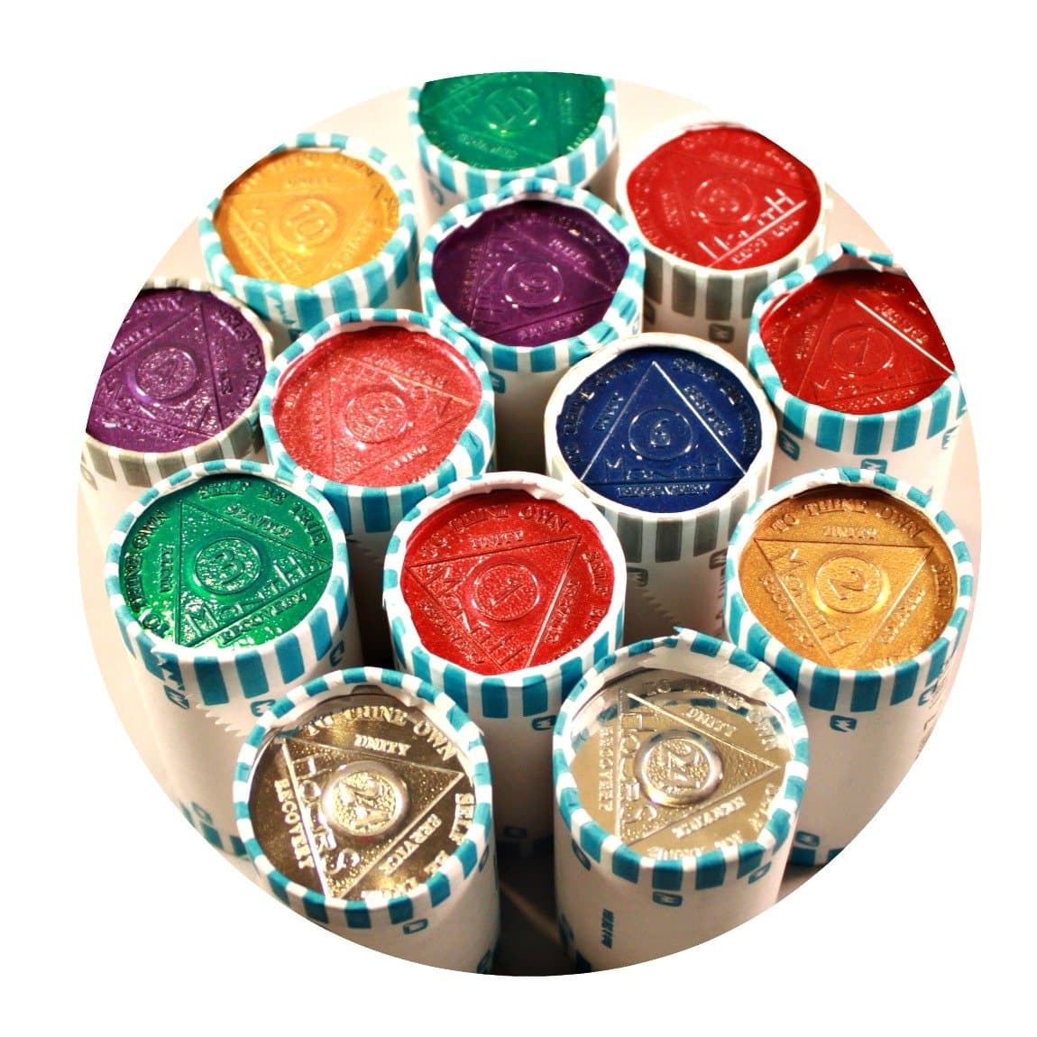 13 ROLL Special - 325 AA Tokens/Medallions 1 Roll of Each Month 1-11 and 2 Rolls of The 24 Hour All Aluminum Commemorative Meddallion