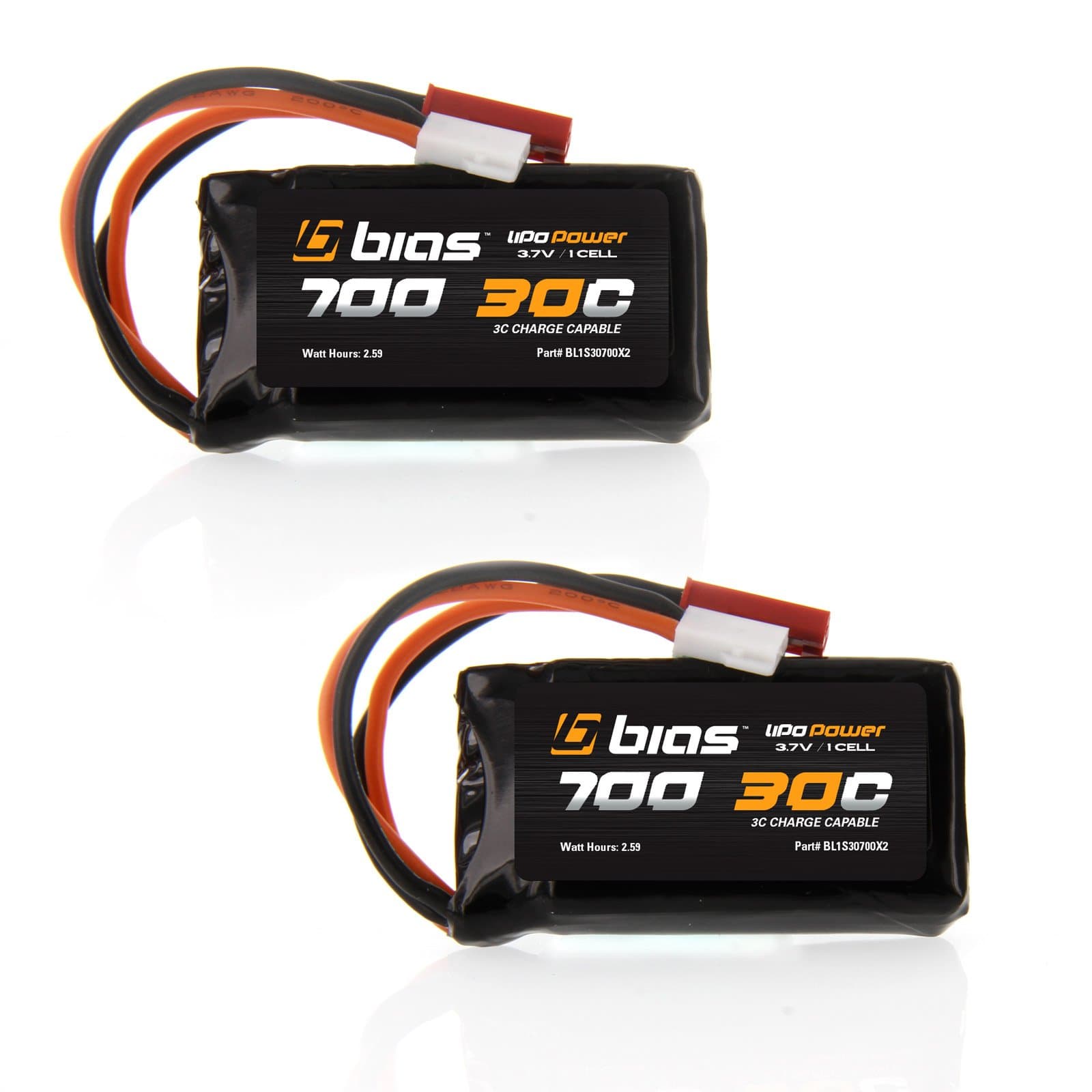 Bias Walkera V200D02S RC Helicopter 30C 700mAh 3.7V LiPo Battery with Micro Losi/JST x2 Packs