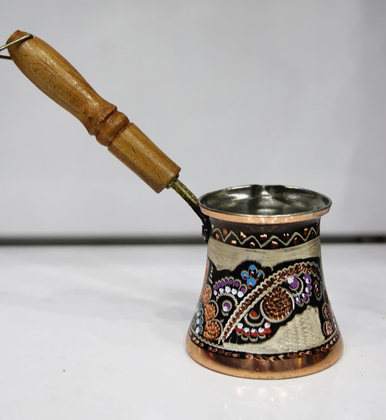 Handmade Copper Milk Warmer Stovetop Pot, Stainless Steel, Handmade Hand Painted in Turkey, Large Size