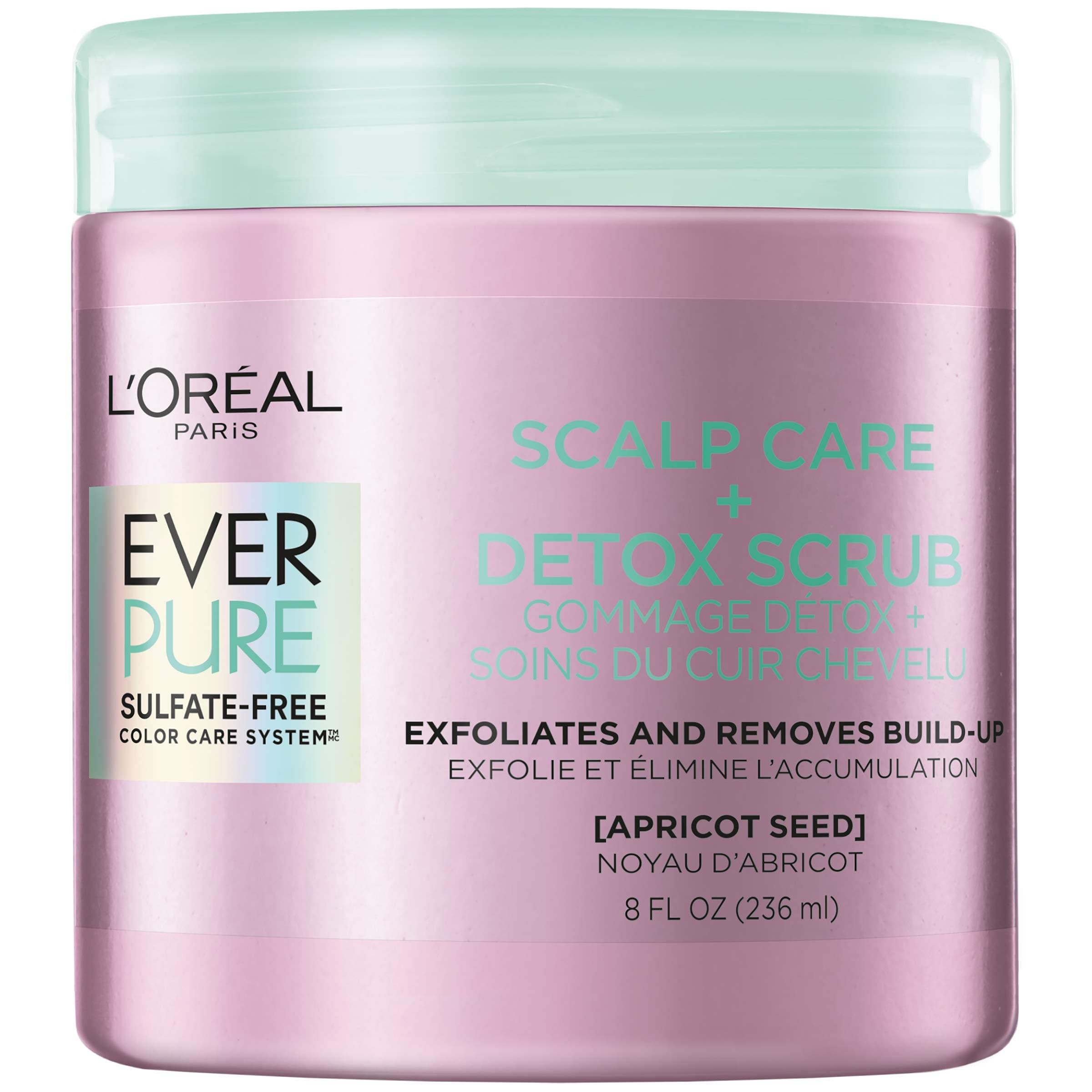 L’Oréal Paris L'Oreal EverPure Sulfate Free Scalp Care + Detox Scrub with apricot seed, Exfoliates Scalp and Removes unwanted impurities, excess oil and product build-up, 8 fl. oz.