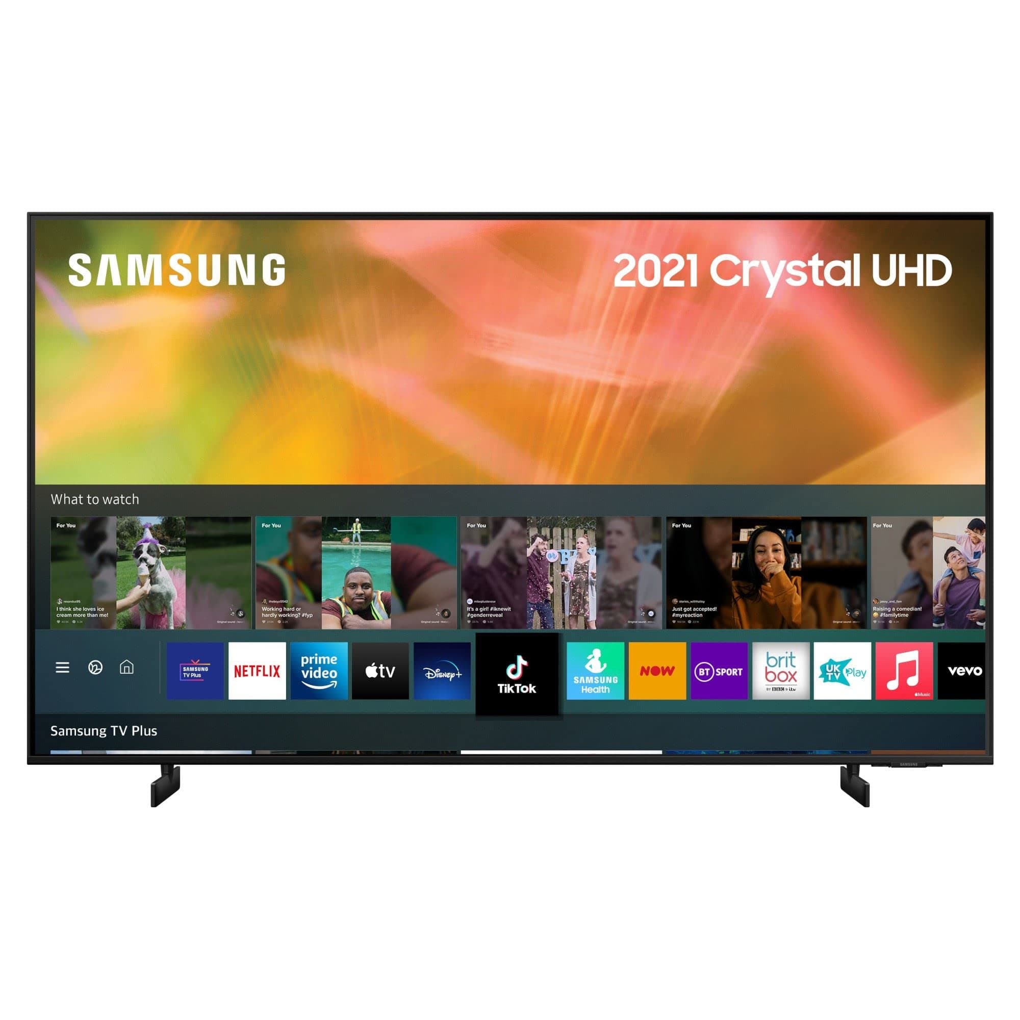 AU8000 43 Inch Smart TV (2021) - Crystal 4K AirSlim Smart TV with HDR10+, Built in Alexa, Dynamic Crystal Colour, Adaptive Sound, Motion Xcelerator, Samsung Q-Symphony Audio - UE43AU8000KXXU