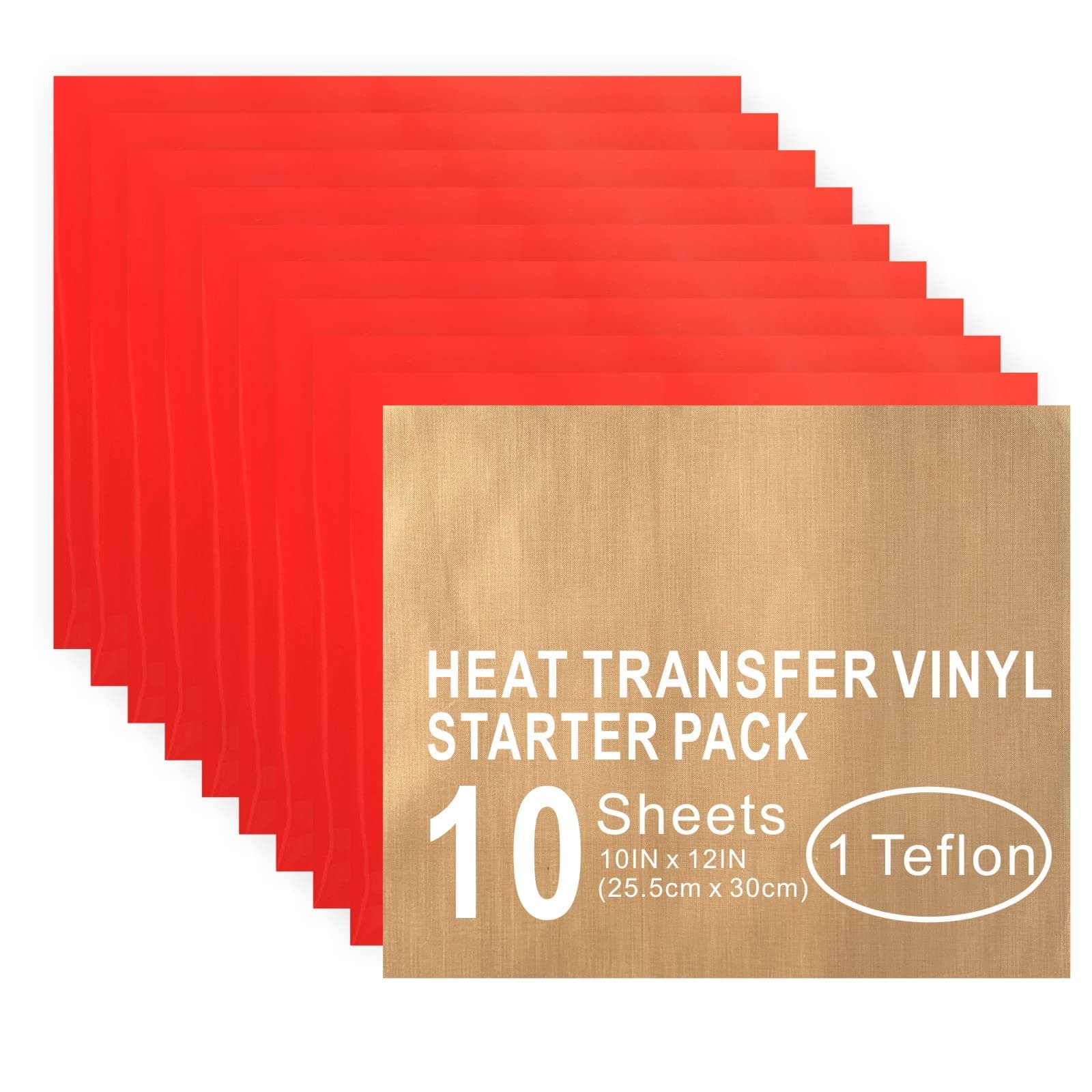 Red HTV Heat Transfer Vinyl Bundle: 10 Sheets Red Iron on Vinyl for T-Shirt, Red Heat Transfer Vinyl for Cricut, Silhouette Cameo or Heat Press Machine