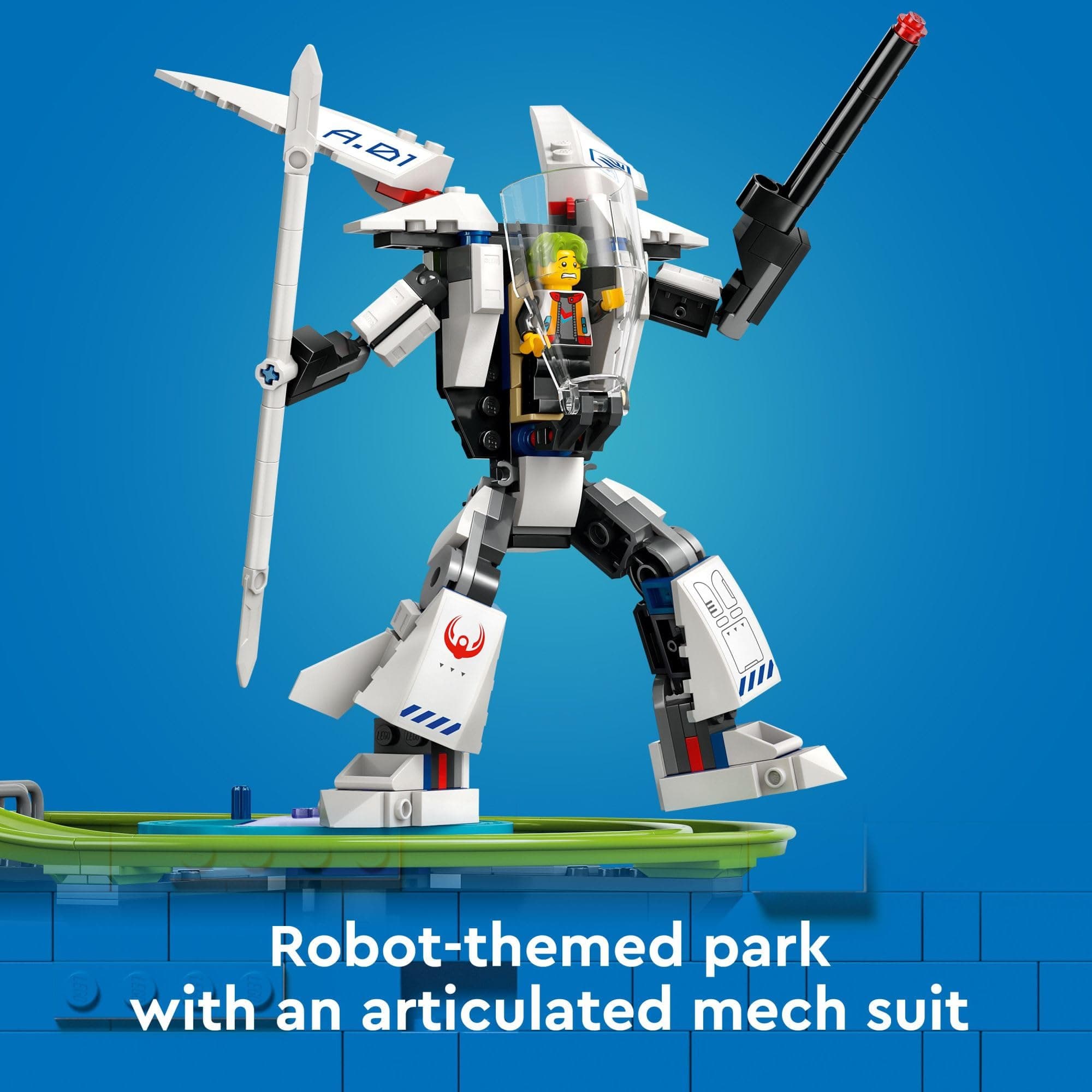 LEGO City Robot World Roller-Coaster Park Adventure Toy, Arcade Themed Roller Coaster Set with Posable Mech Action Figure and 8 Minifigures, Creative Gift for Boys, Girls and Kids Ages 8 and Up, 60421