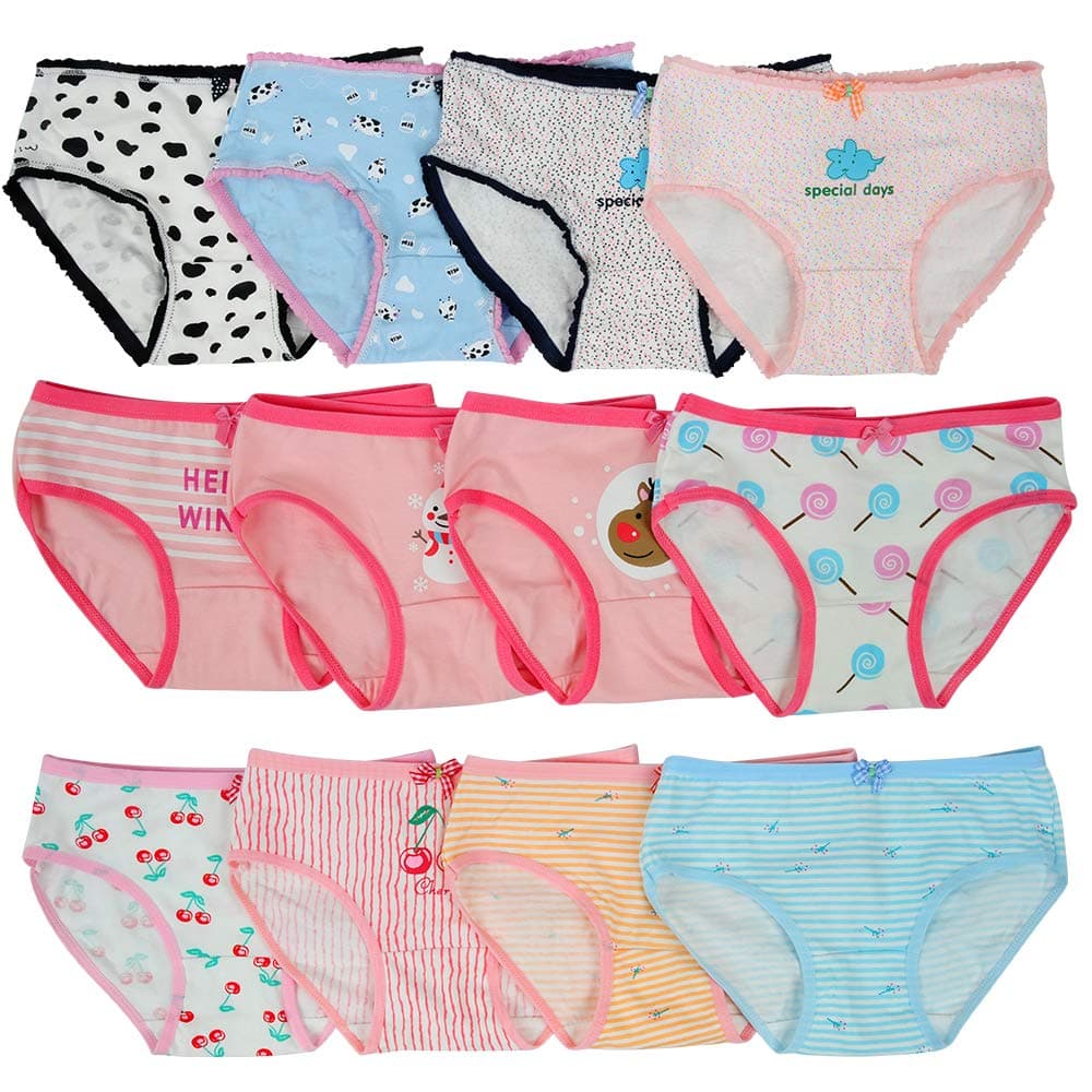 Toddler Soft Cotton Underwear Baby Panties Little Girls' 12-Pack Assorted Briefs
