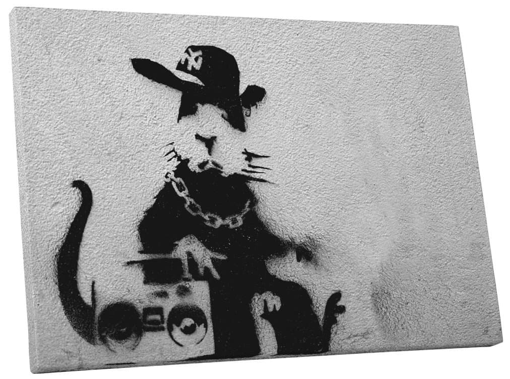 Pingo World 0416O452S9M Boom Box Rat Gallery Wrapped Canvas Print 30 x 20. Bonus Free Banksy Wall Decal, 30" x 20"