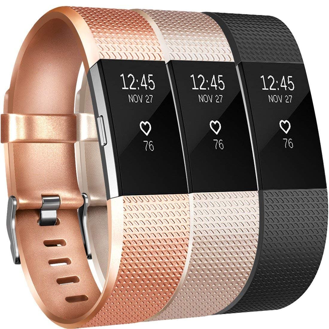 Replacement for Charge 2 Strap (3 Pack), Watchbands Soft Comfortable Accessory Straps for Charge 2