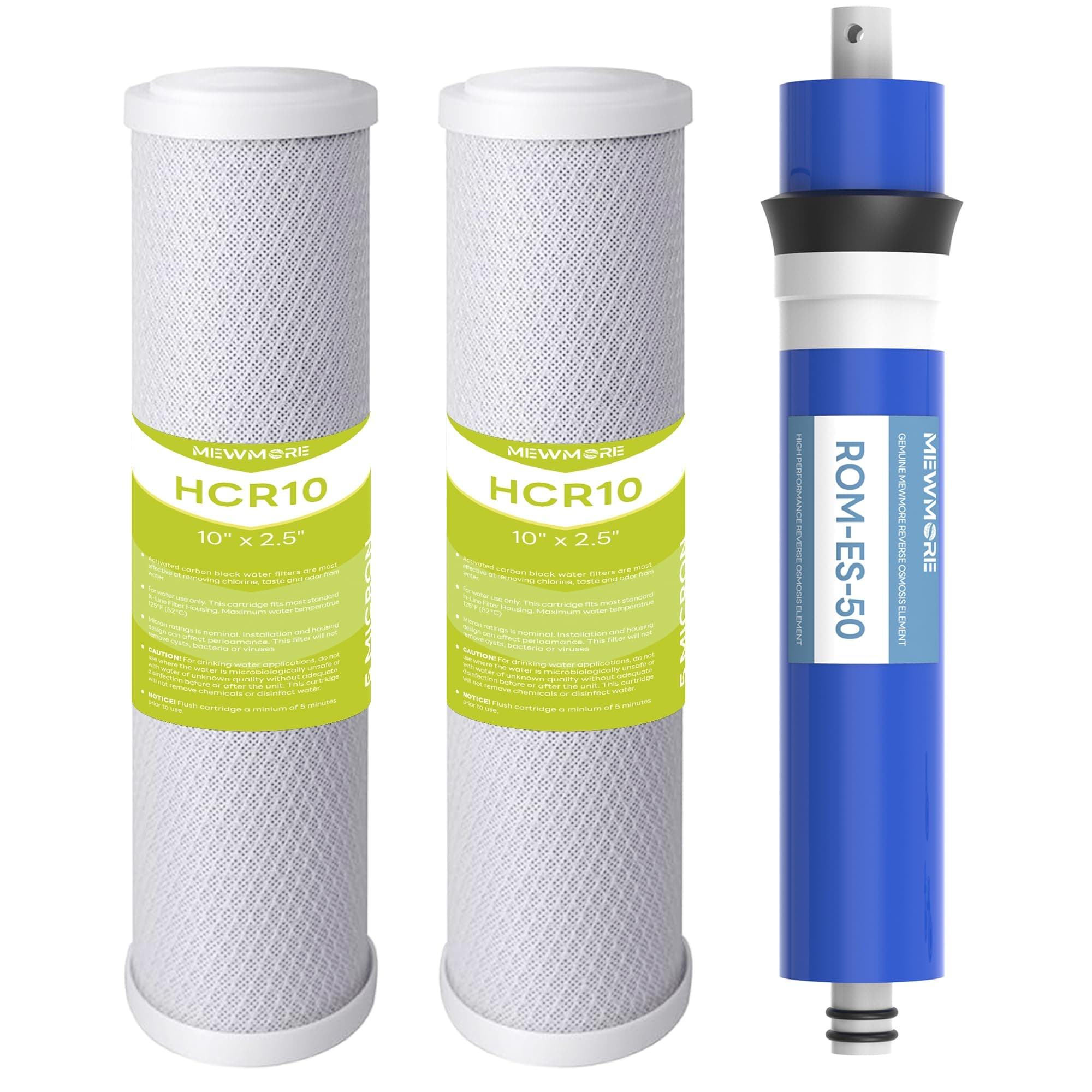 FX12P, FX12M, TFM-24 RO Water Filter Replacement Set, Fit for GE RO System (GXRM10RBL GXRM10G) - 2 x Activated Carbon Block Filters, 1 x 50 GPD Reverse Osmosis Membrane Filter