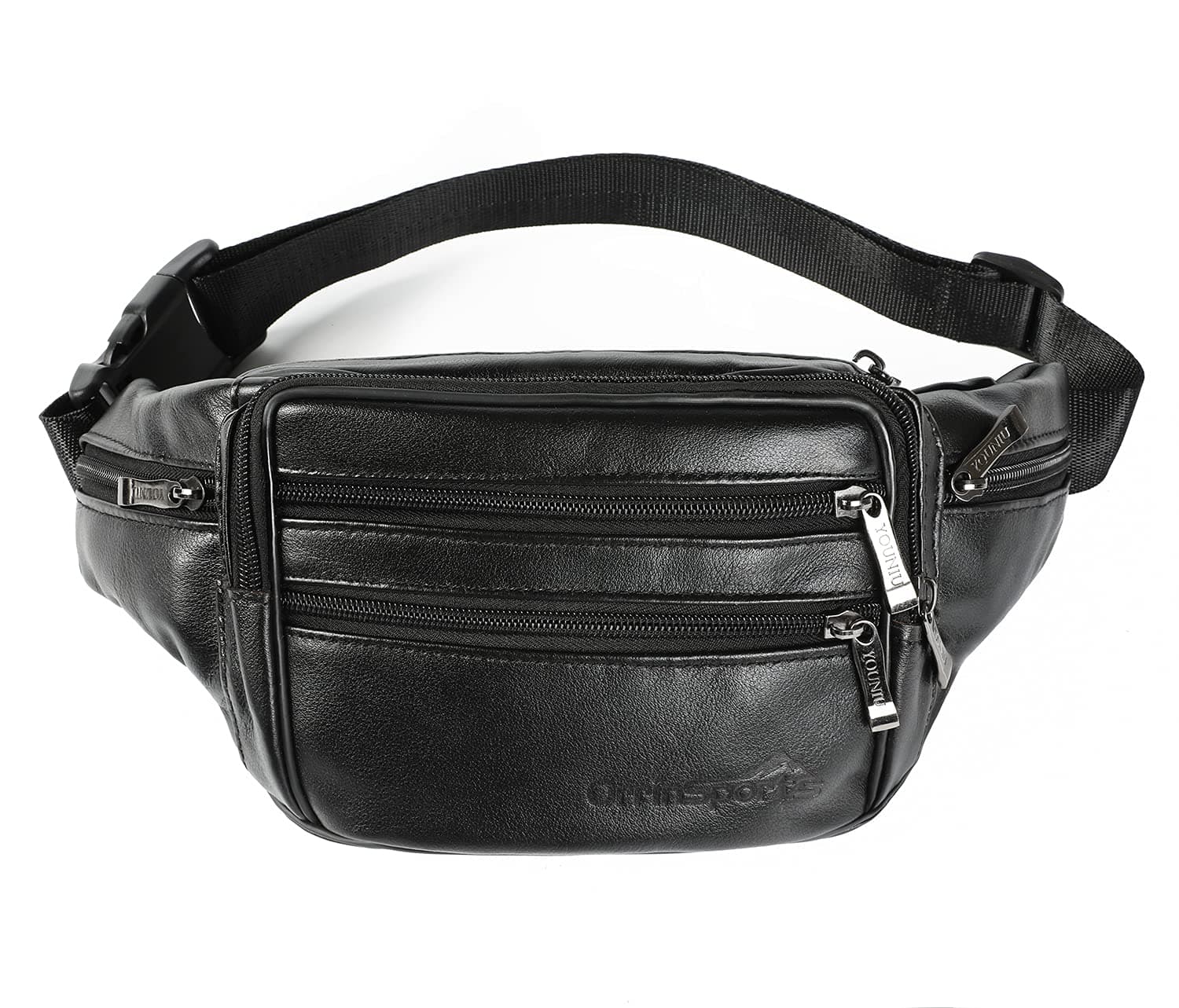 Black Leather Fanny Pack for Men Women Genuine Leather Waist Bag Crossbody Belt Bag with Adjustable Strap for Walking Hiking Cycling, 809#black, Large, Fashion