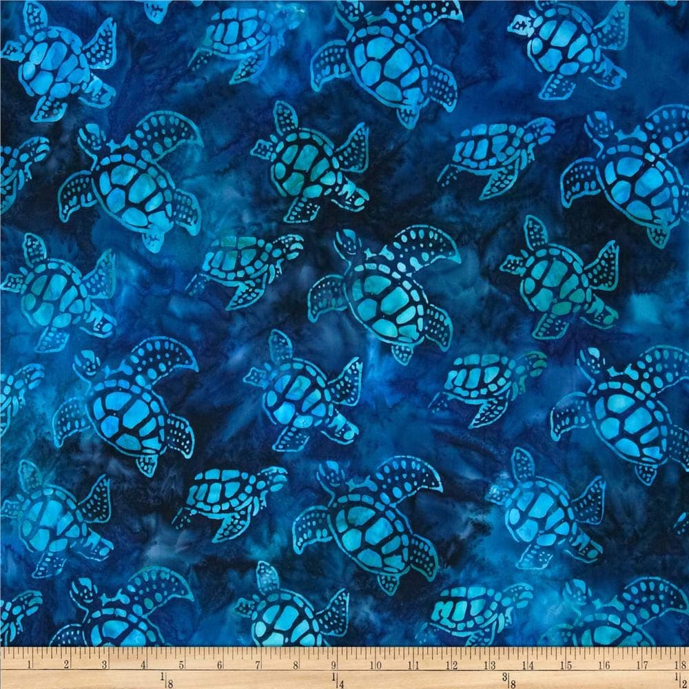 Kaufman Artisan Batiks Totally Tropical Small Turtles Regatta, Fabric by the Yard