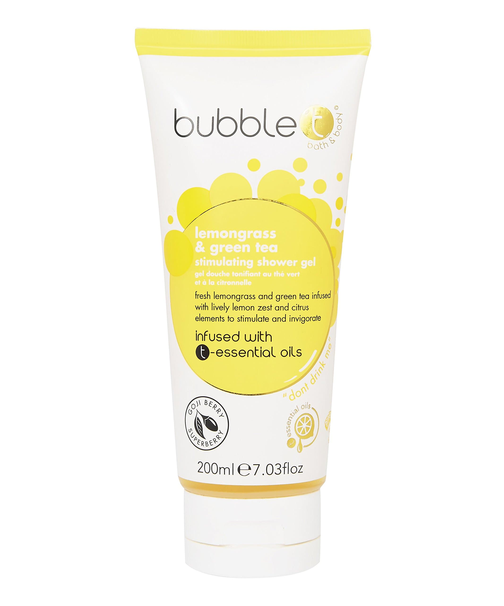 Bubble T Cosmetics Lemongrass & Green Tea Vegan Moisturising Shower Gel, 200ml