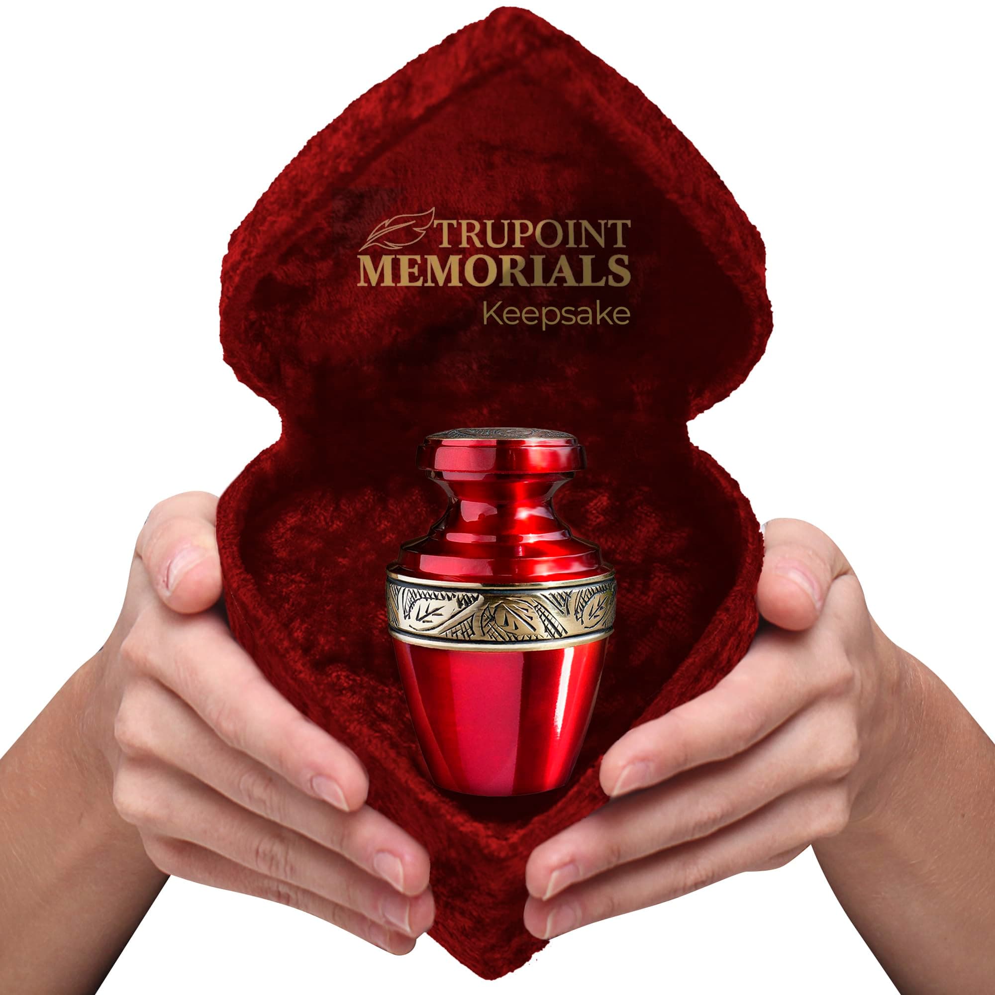 Trupoint Memorials Cremation Urns for Human Ashes - Decorative Urns, Urns for Human Ashes Female & Male, Urns for Ashes Adult Female, Funeral Urns - Red, 1 Small Keepsake Heart w Stand