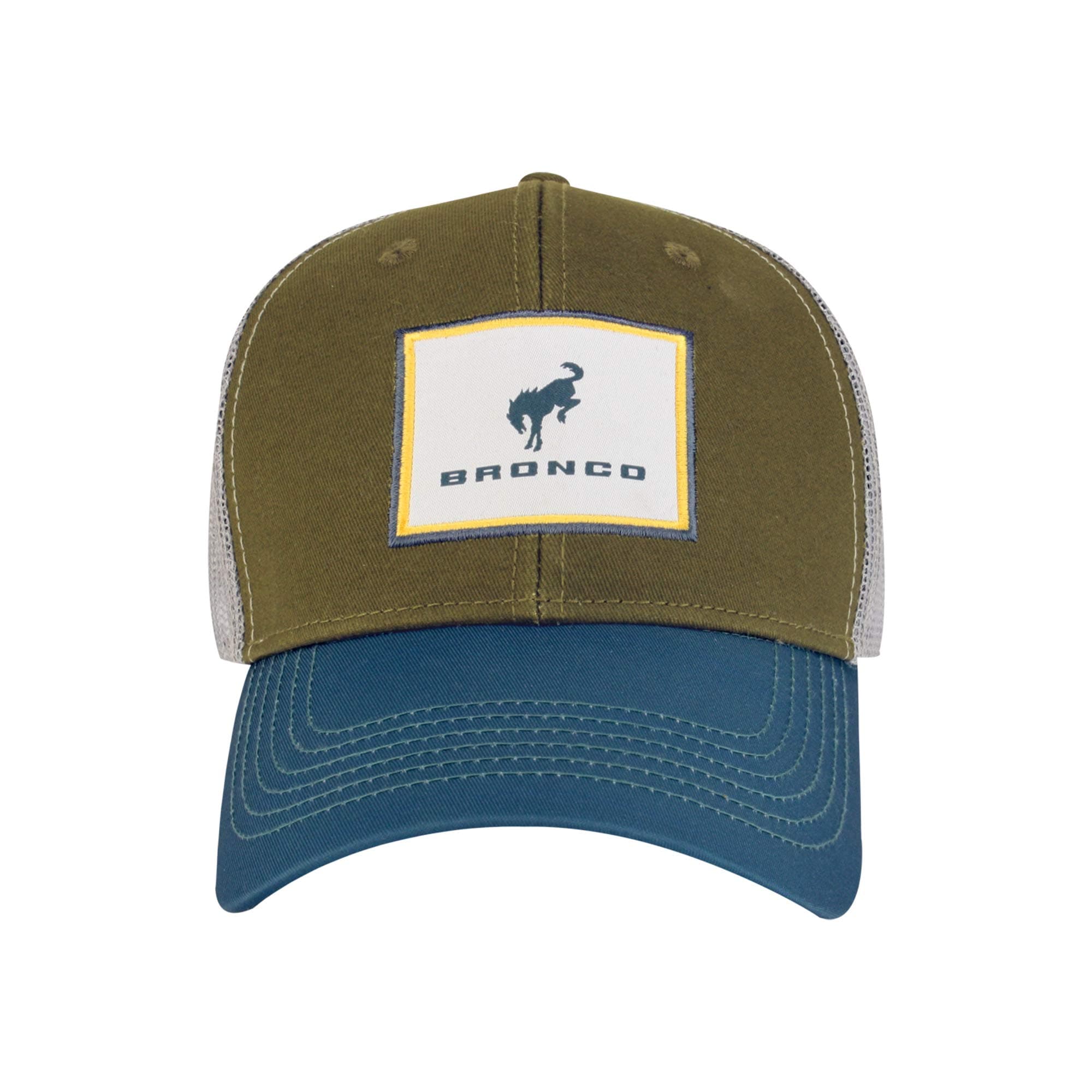 Helm Ford Bronco Snapback Hat with Patch Logo, Olive/Teal, Olive and Teal, M