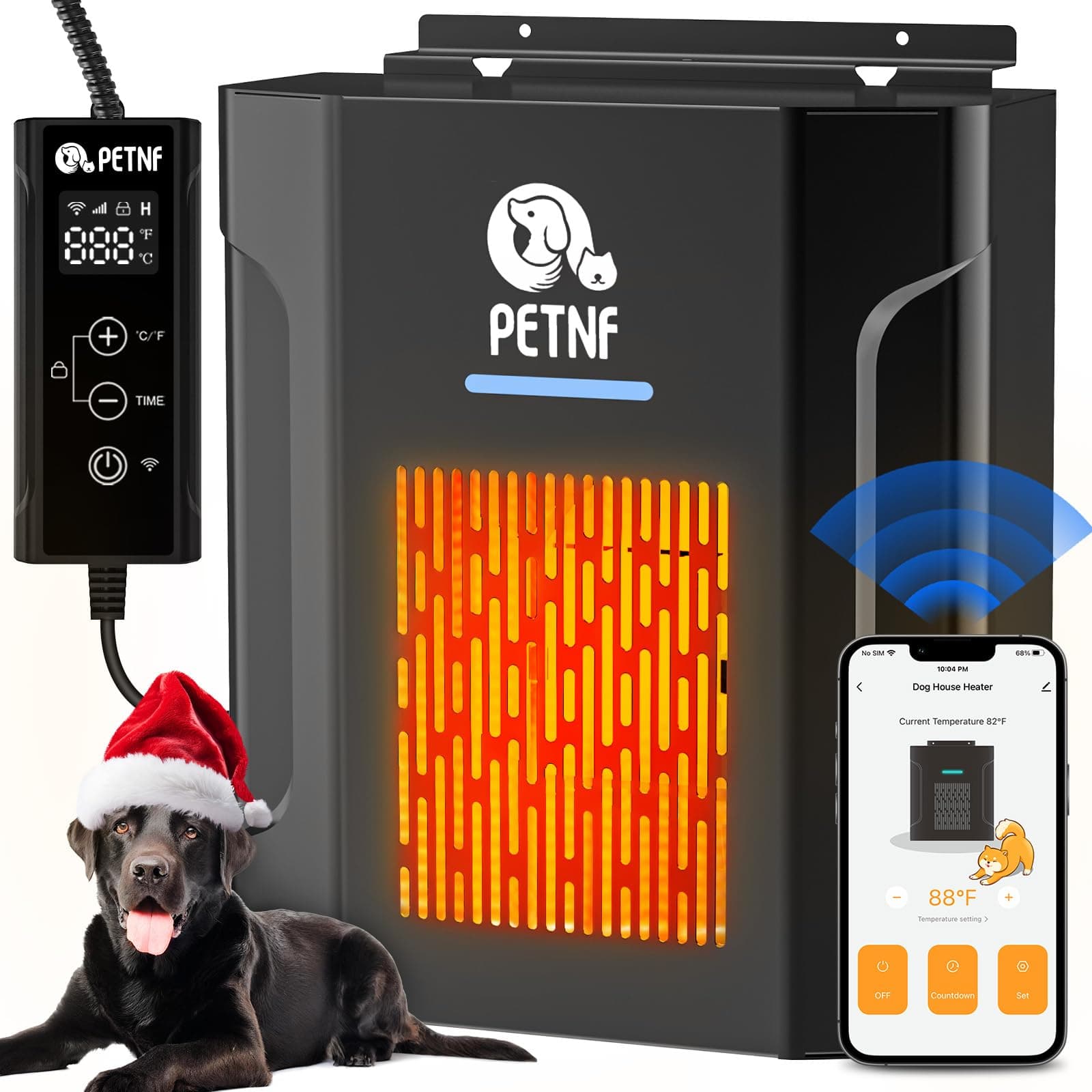 Dog House Heater,Outdoor Pet Heater with Thermostat&WiFi APP Remote Control,300W Safe Dog Heaters for Outside Dog House with Adjustable Timer&Temp&6FT Anti Chew Cord,Heaters for Cat Dog House Outdoor