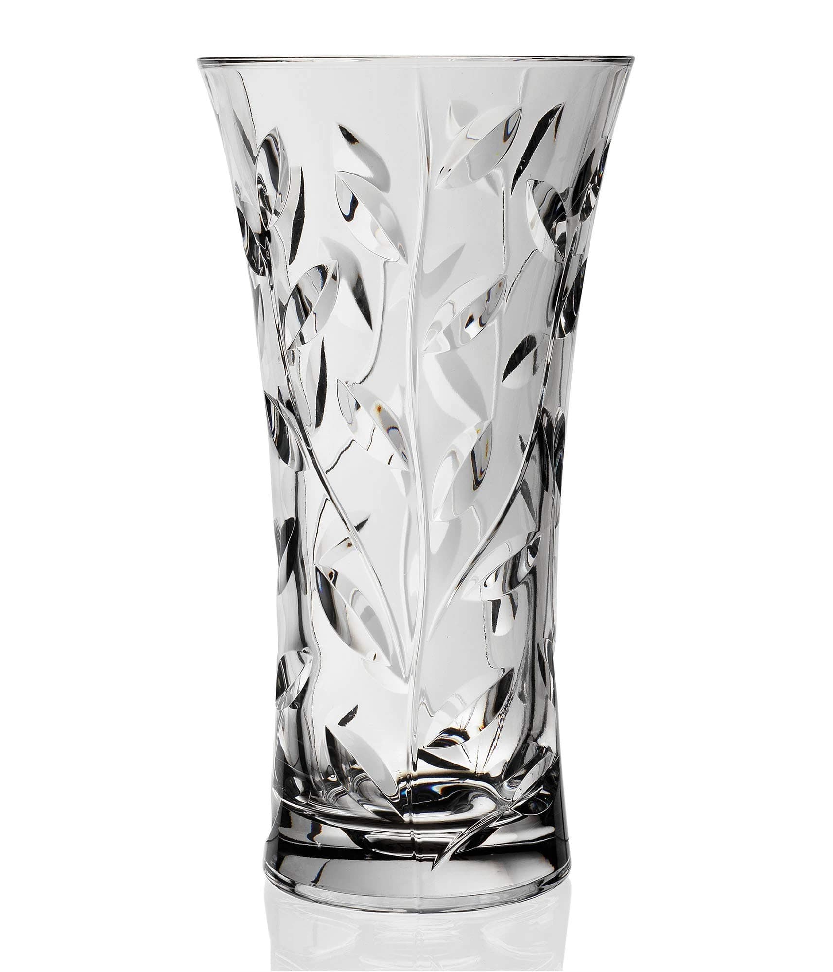RCR Crystal Laurus 30 cm Tall Large Italian Lead Crystal Glass Decor Flower Vase