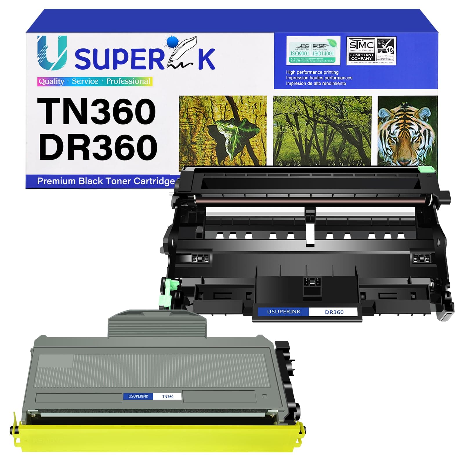 SuperInk Compatible for Brother DR360 Drum Unit & TN360 Toner Cartridge Set use in DCP-7030 DCP-7040 HL-2140 HL-2150N HL-2170W MFC-7340 MFC-7840W MFC-7440N MFC-7345N Laser Printer (1 Drum,1 Toner)